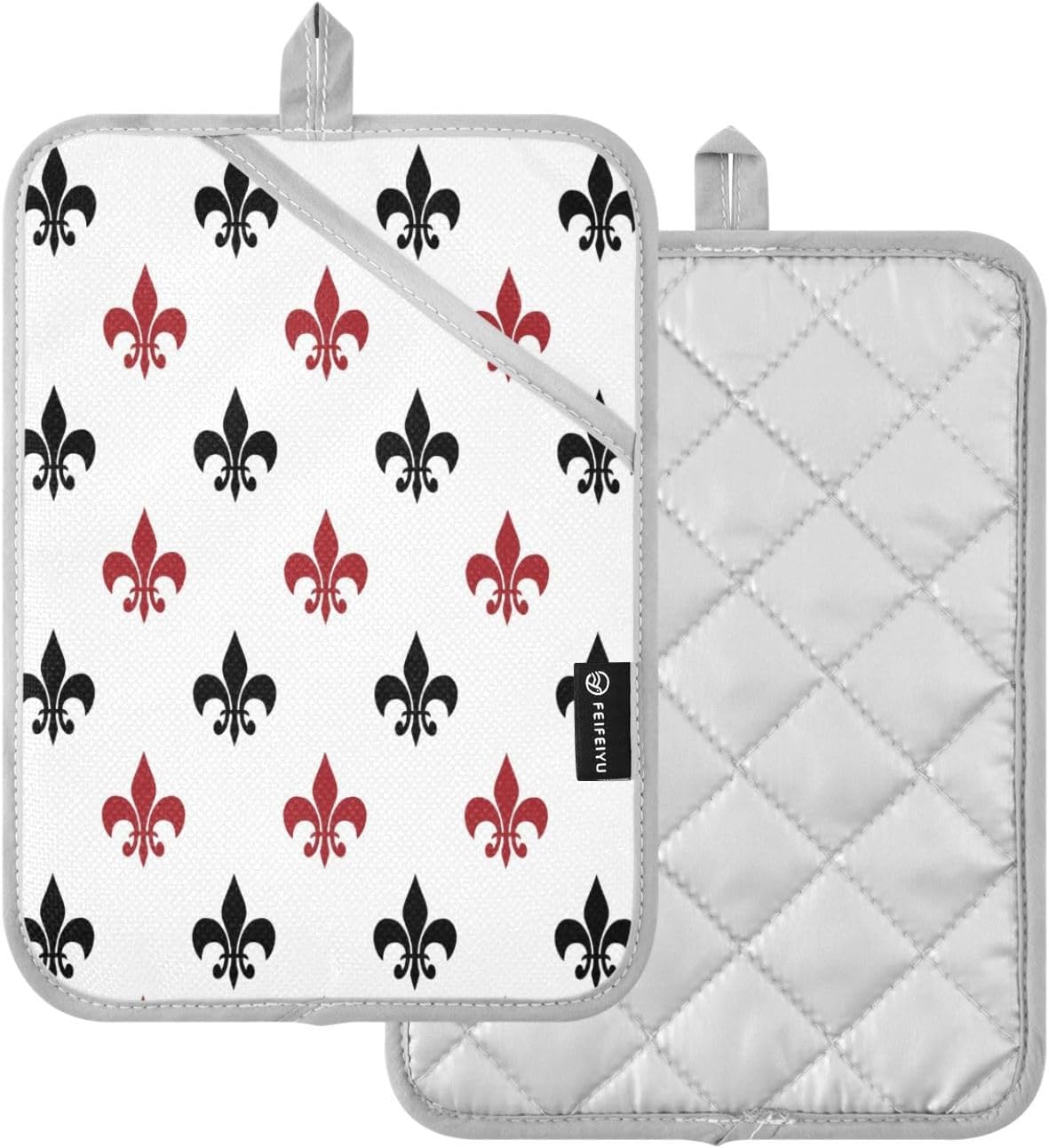 Fleur De Lis RedFrench Damask Heat-Resistant Pot Holders