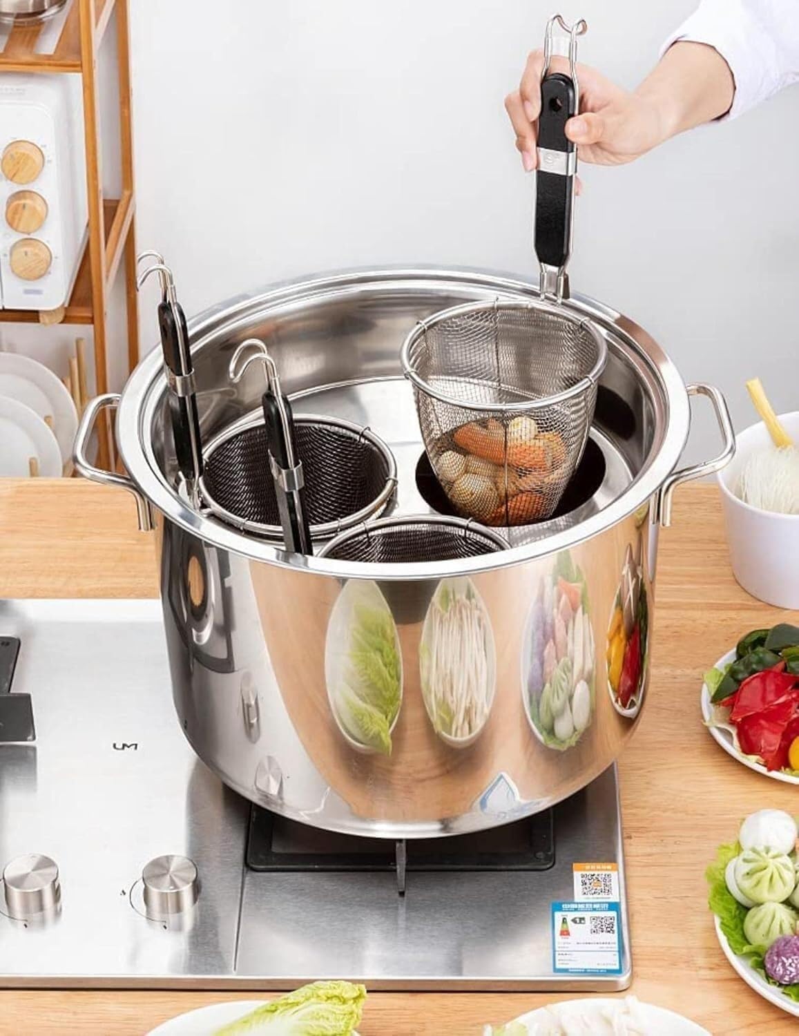 Stainless Steel Pasta Cooker Insert Set 3 Holes Silver Pot