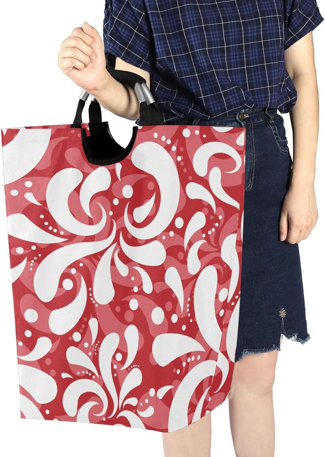 Retro Red Oriental Floral Clothes Hamper - Collapse Waterproof Laundry Organizer