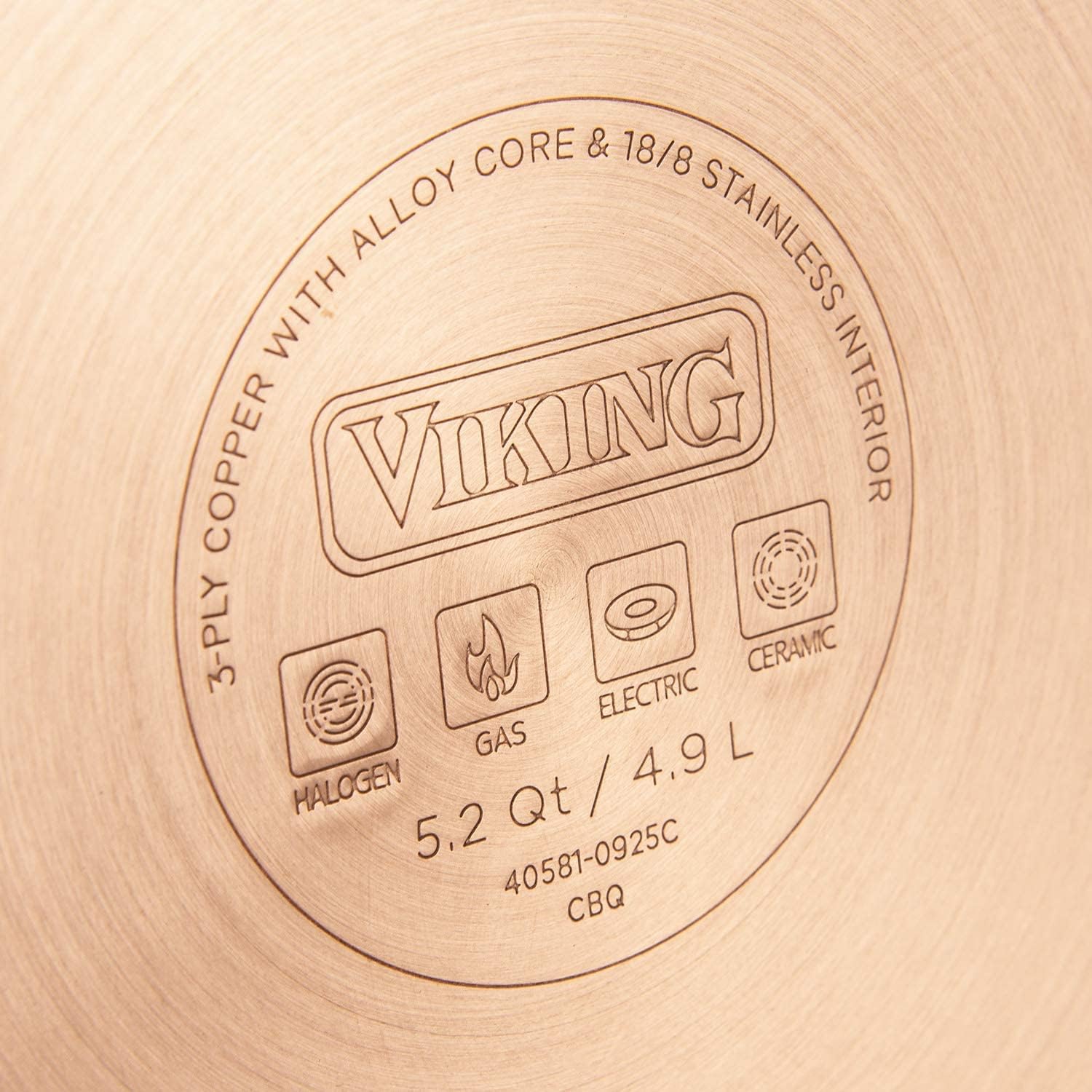 Viking 3-Ply 10-Piece Copper Cookware Set with Glass Lids