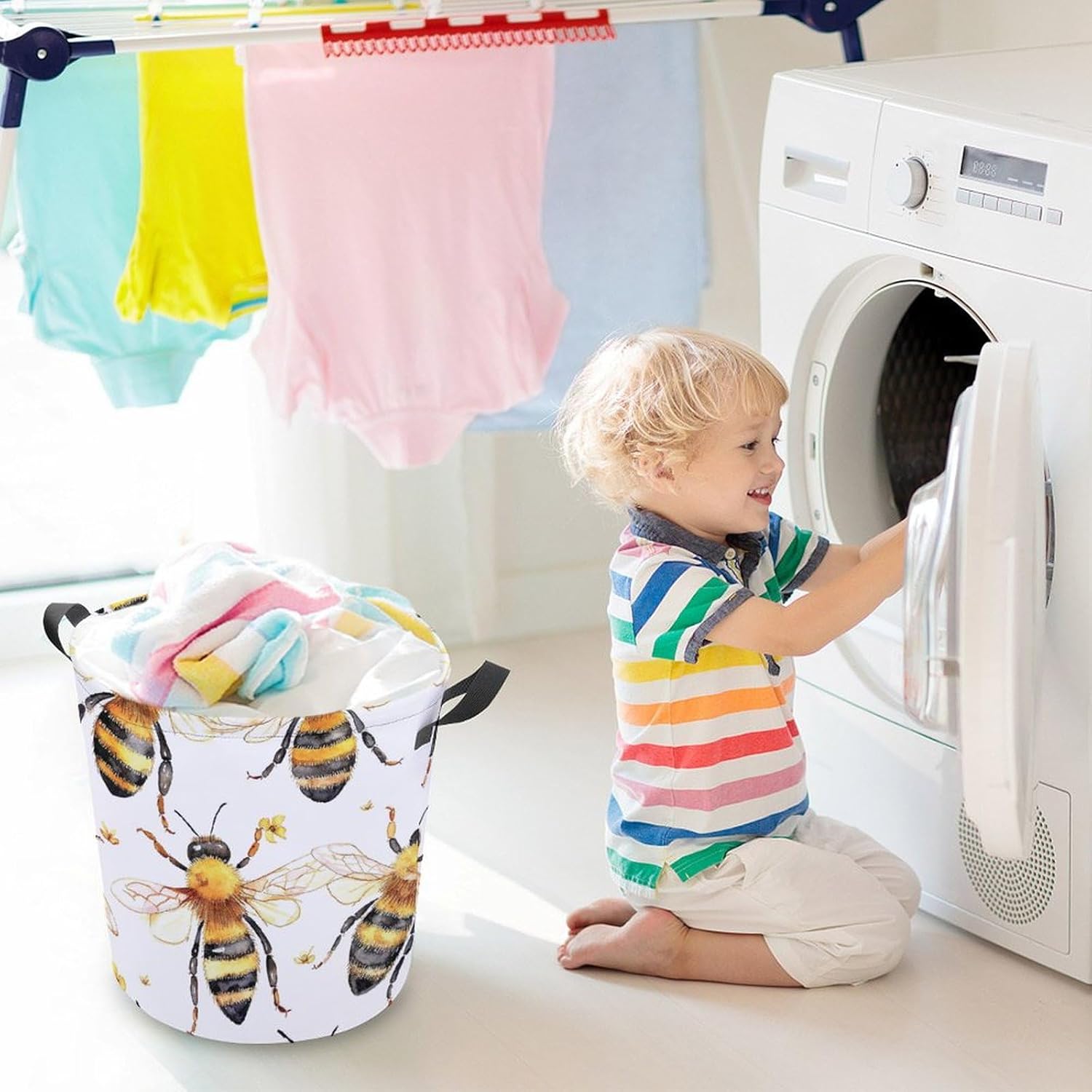 Organic Summer Design Meiko Bee Pattern Laundry Hamper