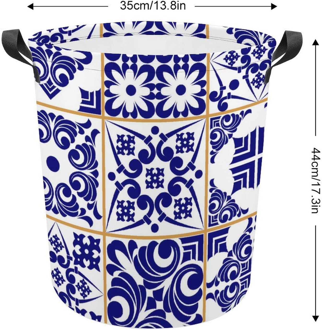 MEIKKO Blue Patchwork Tile Laundry Hamper