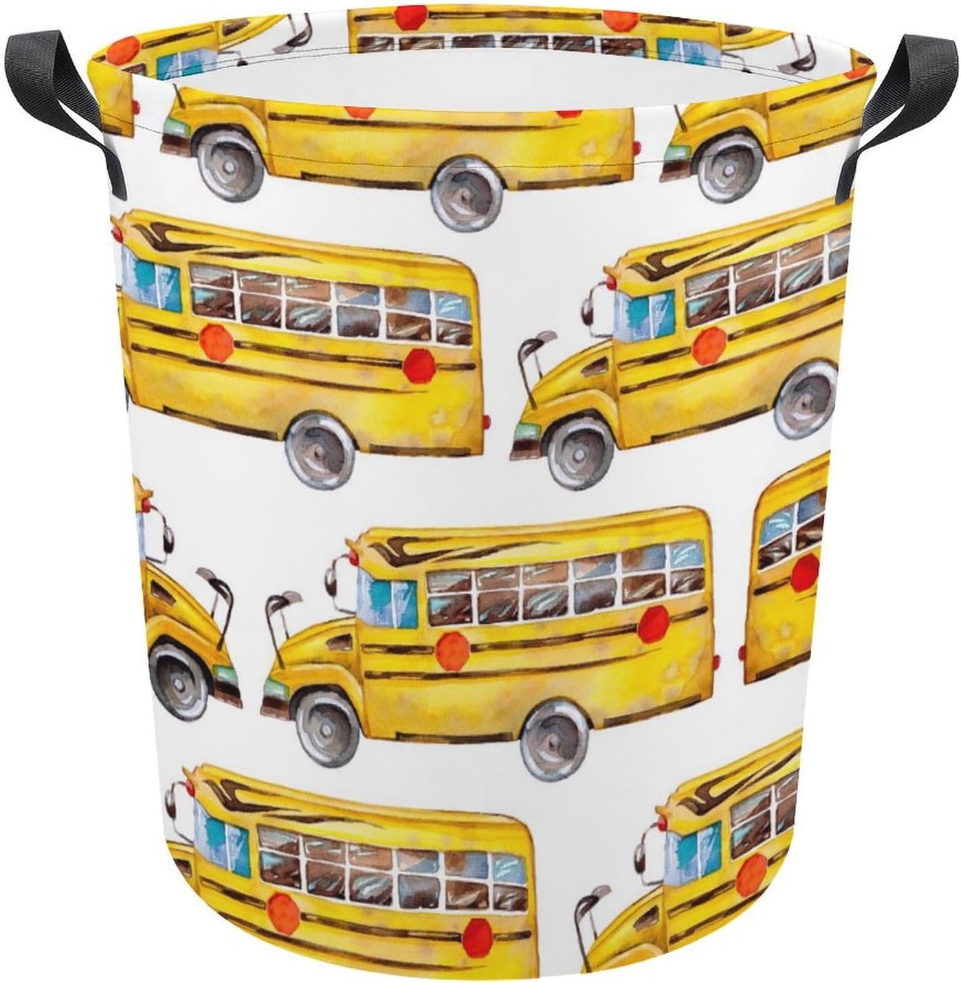 Meiko Cute Yellow Bus Rainbow Laundry Hamper