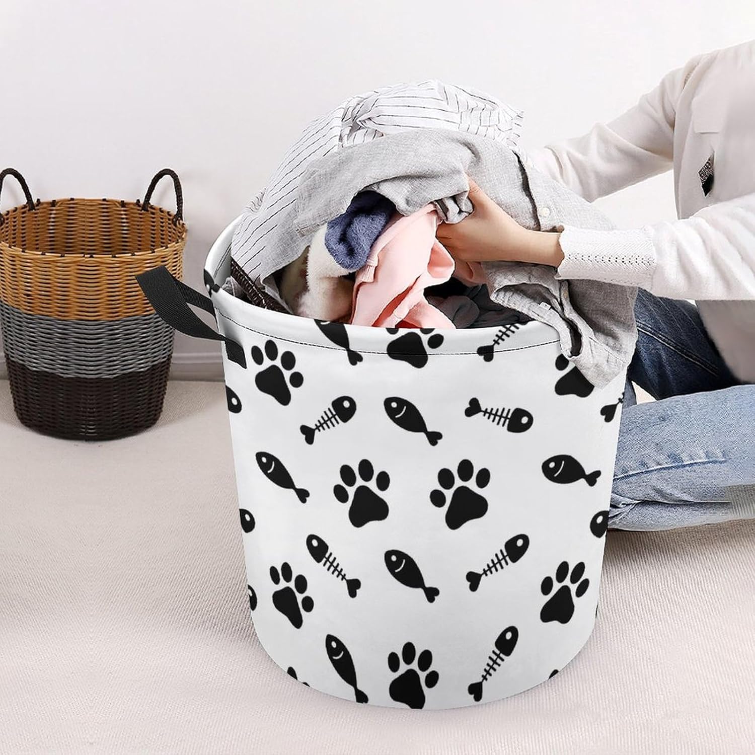 Water-Resistant Collapsible Laundry Basket for Families Students
