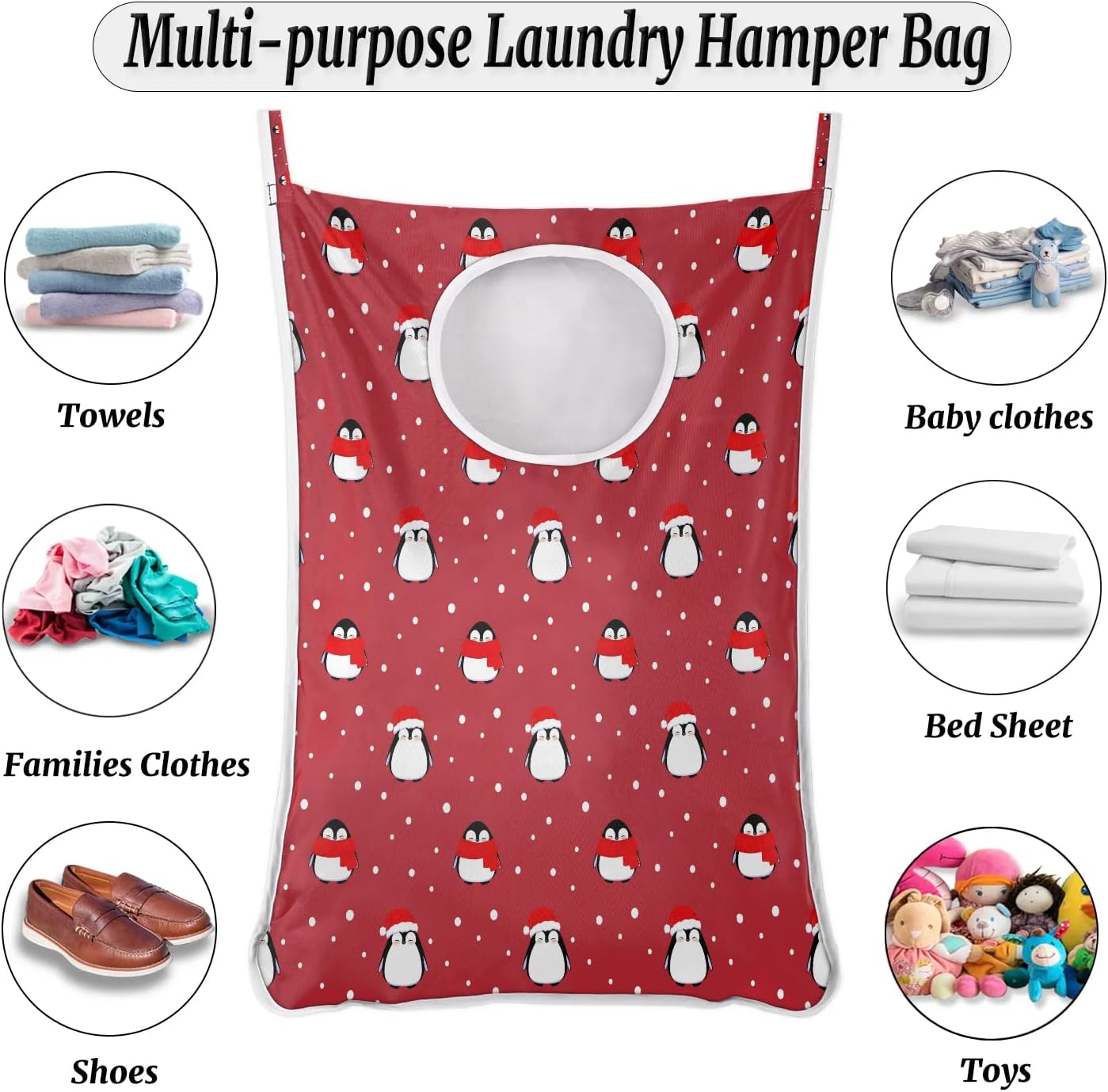 Ioracida Christmas Penguin Hamper - Foldable Portable Durable Laundry Organizer