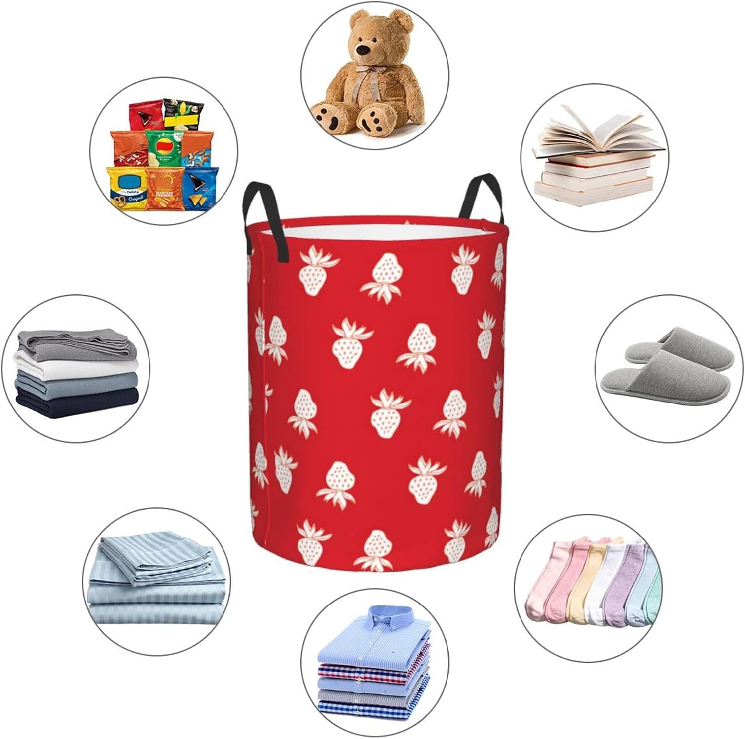 Strawberry Foldable Laundry Hamper Collapsible Organizer with Handles