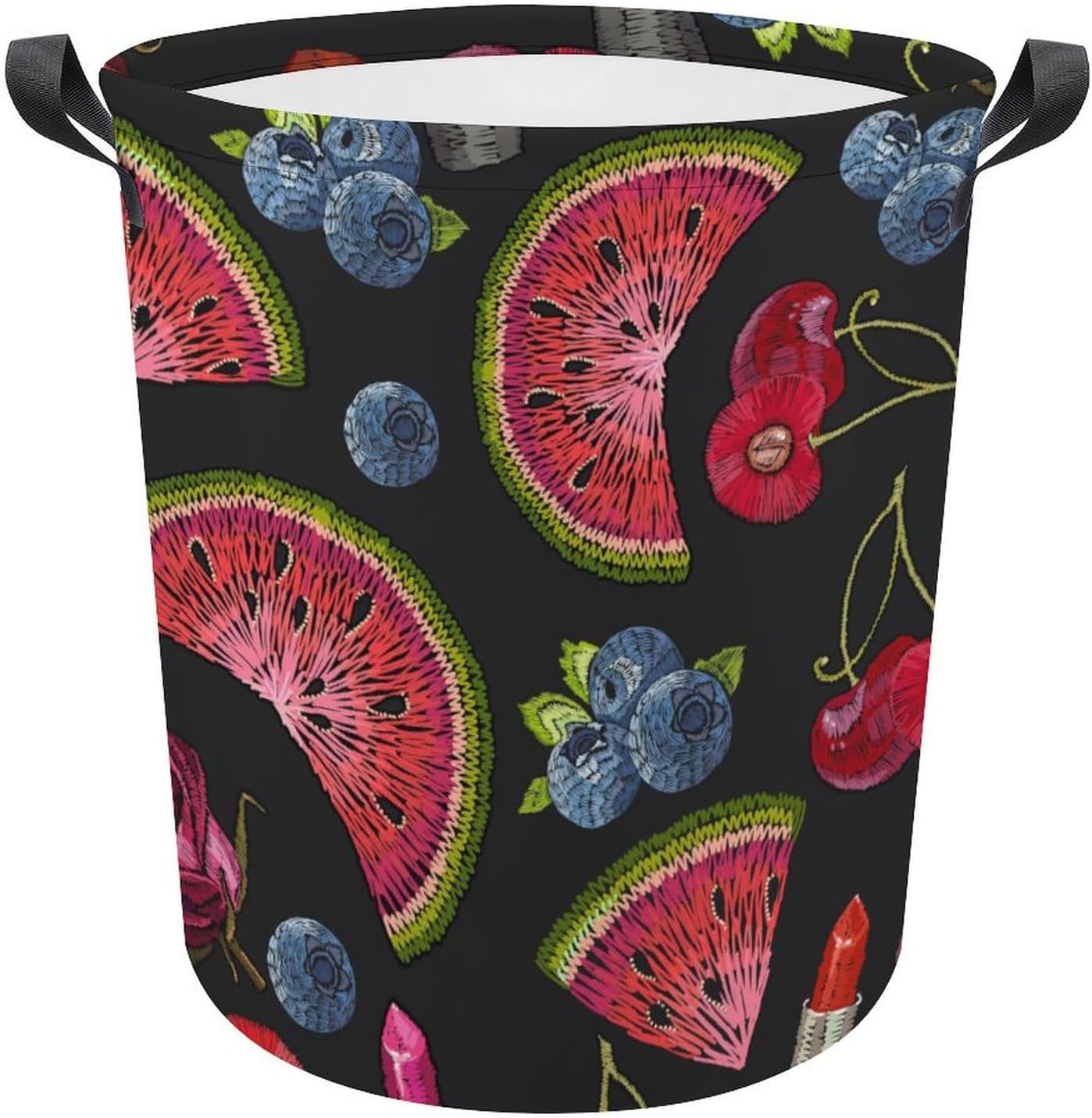 Cherry Watermelon Laundry Basket Durable Collapsible Hanger for Family Travel