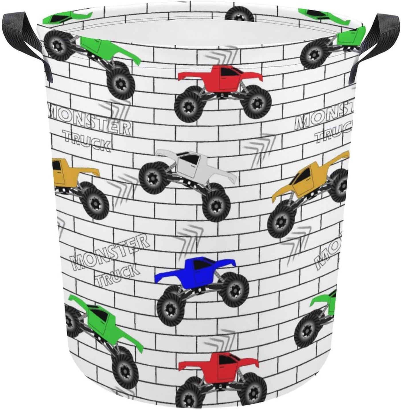 MEIKKO Multicolored Cars Monster Track Laundry Hamper