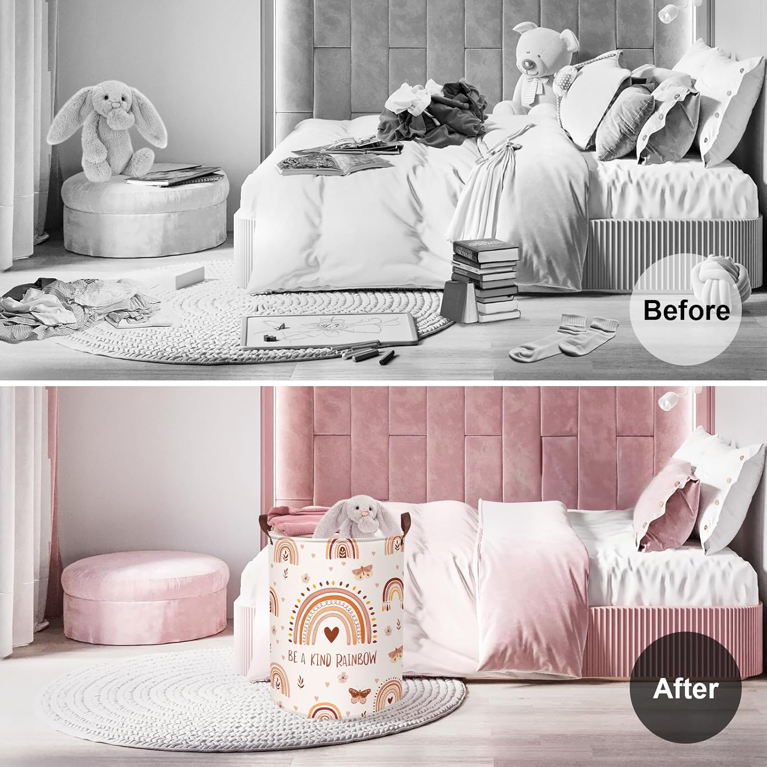 Clastyle Boho Pink Rainbow Laundry Hamper