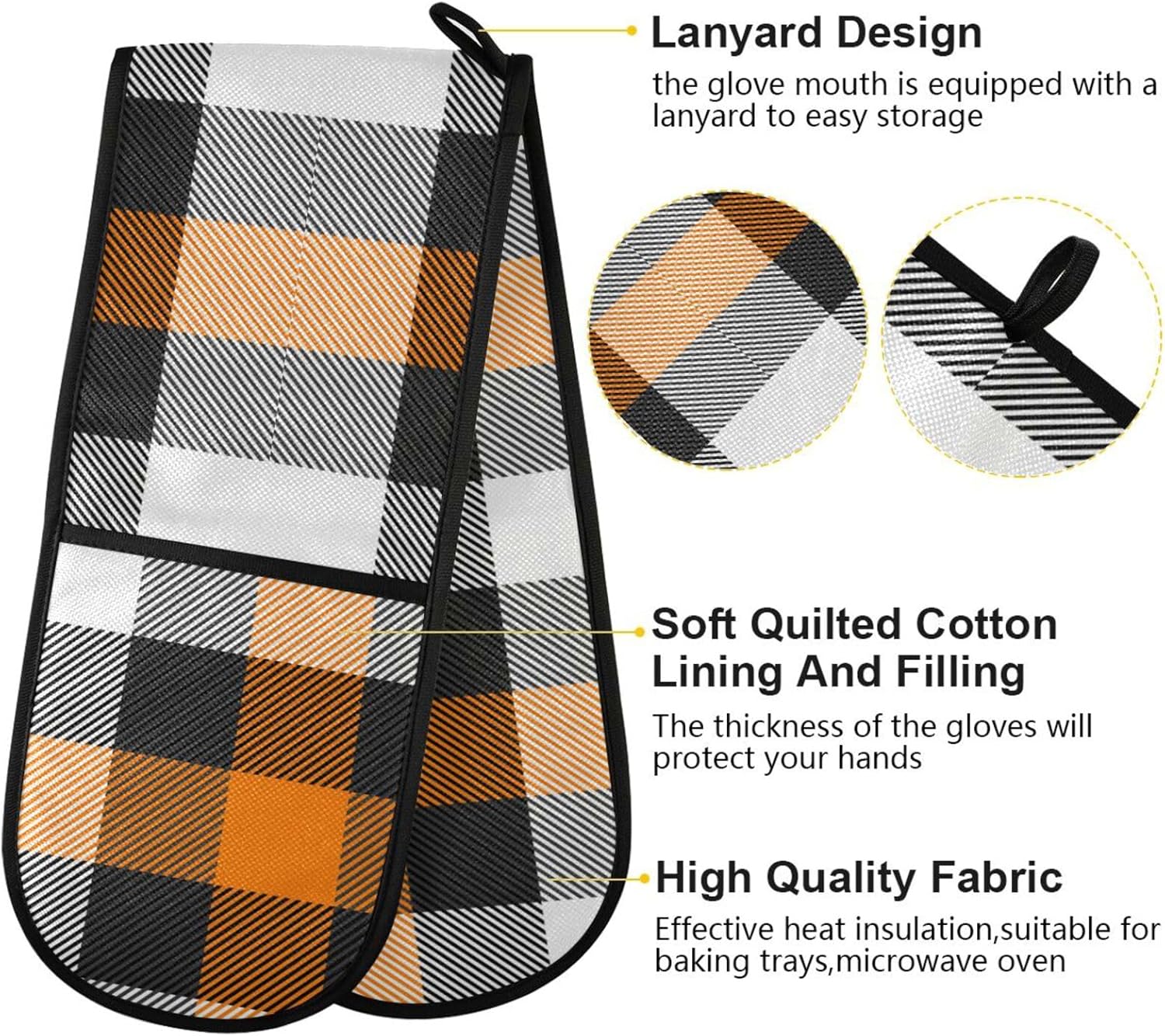 KLL Halloween Plaid Double Oven Mittens