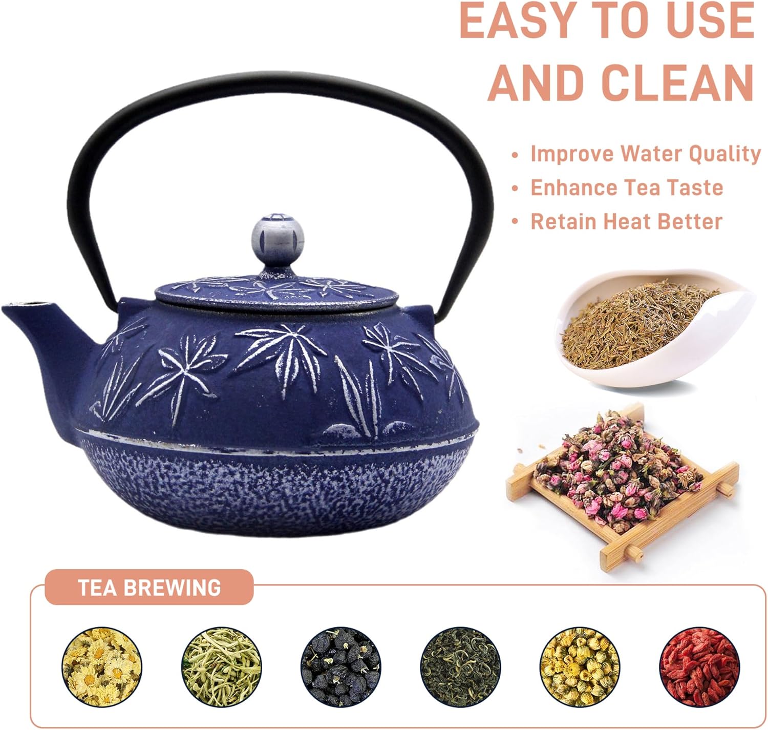 Cast Iron Tea Kettle with Stainless Steel Infuser