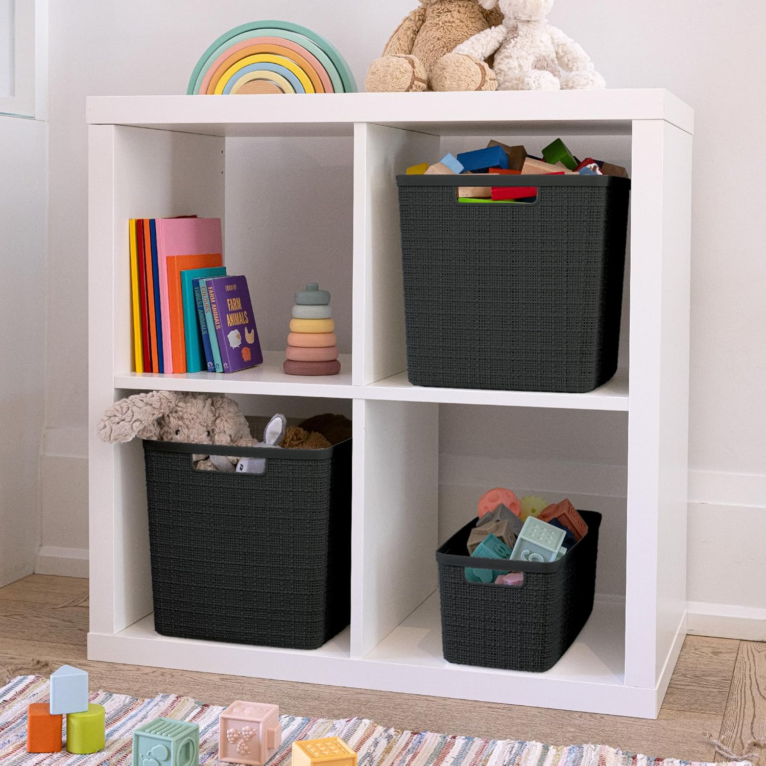 Curver Jute Decorative Plastic Cube Storage Organizer