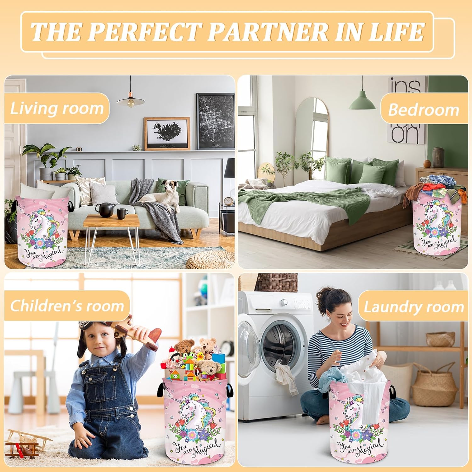Waterproof Foldable Laundry Hamper Pink Floral Design by SLHFDKL