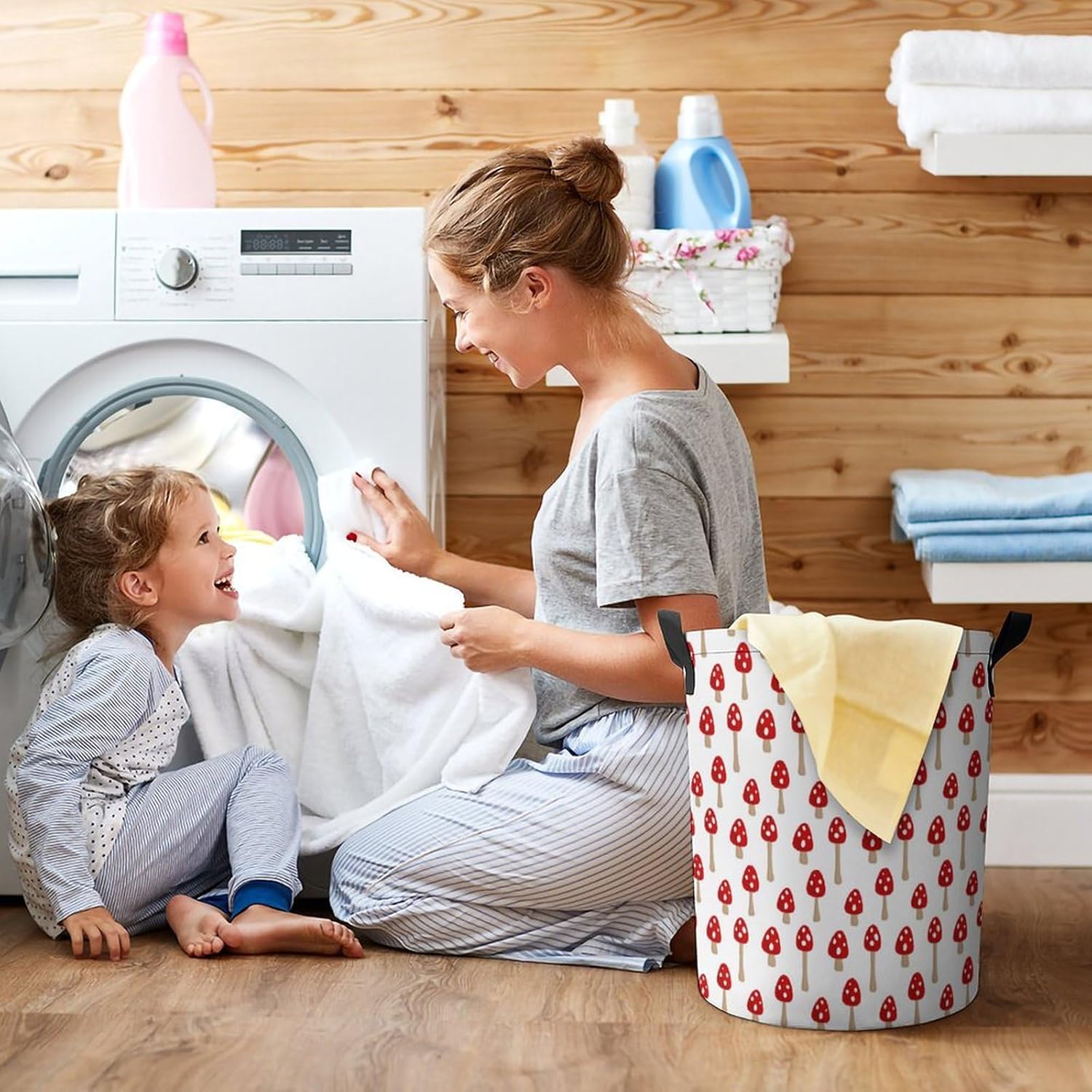 Durable Collapsible Mushroom Laundry Hamper for Home Bedroom Storage