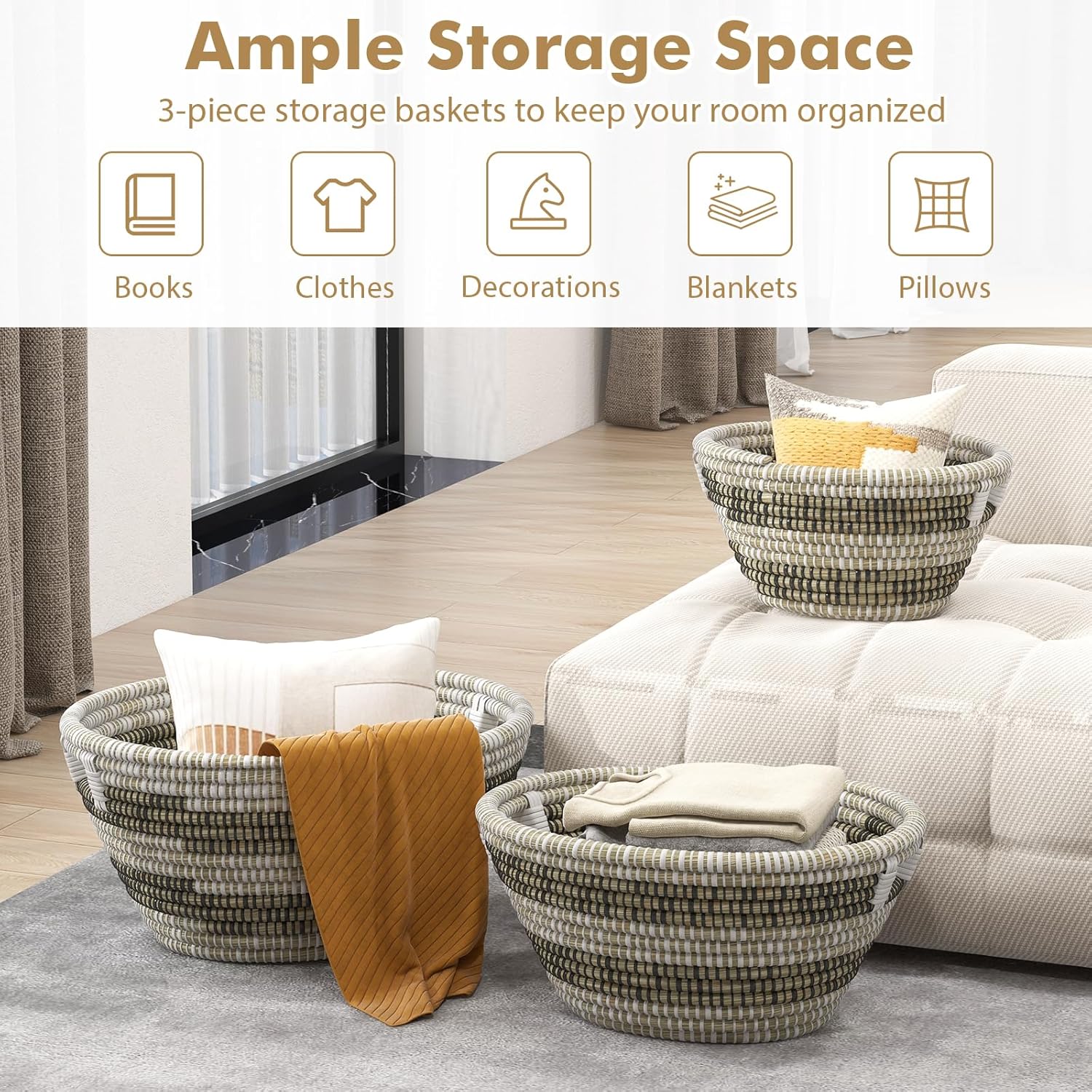 Versatile 3-Piece Laundry Basket Set for Organization