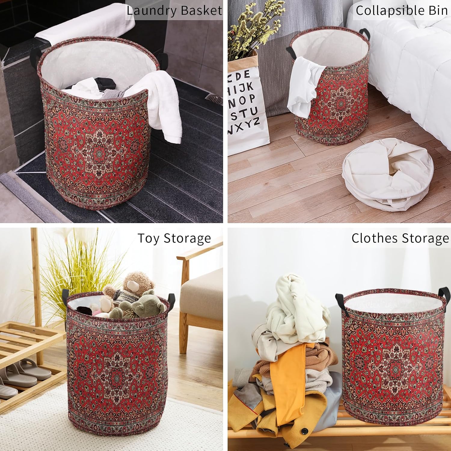 Collapsible Red Laundry Basket