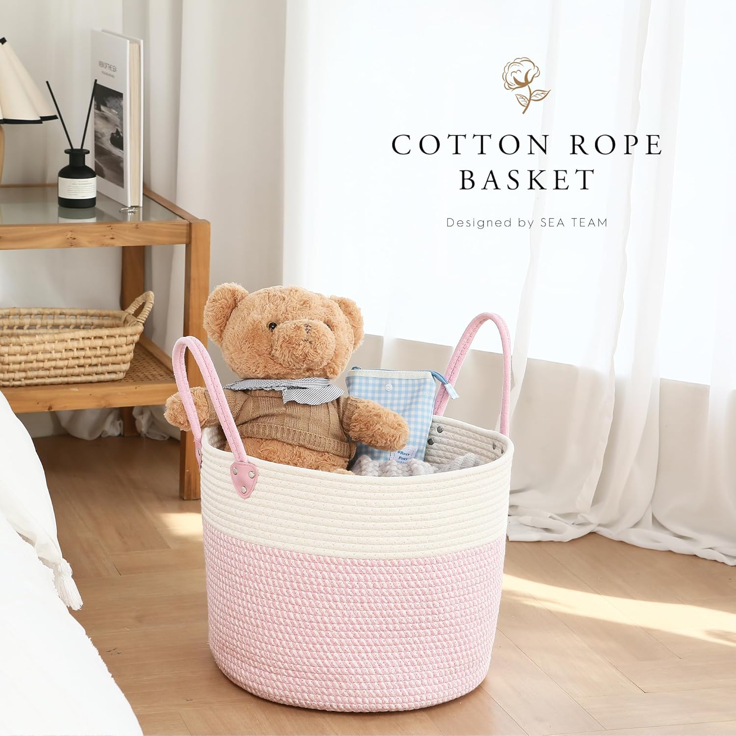 Sea Team Round Storage Basket with Handles