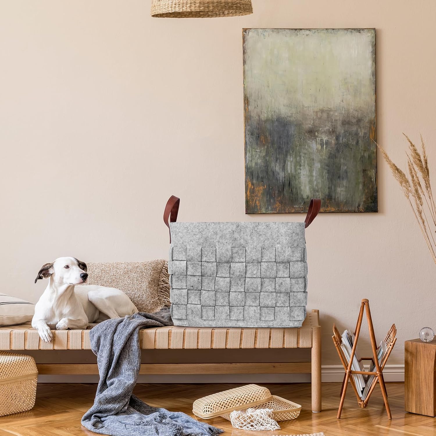 Charming Durable Felt Laundry Basket for Safe Storage