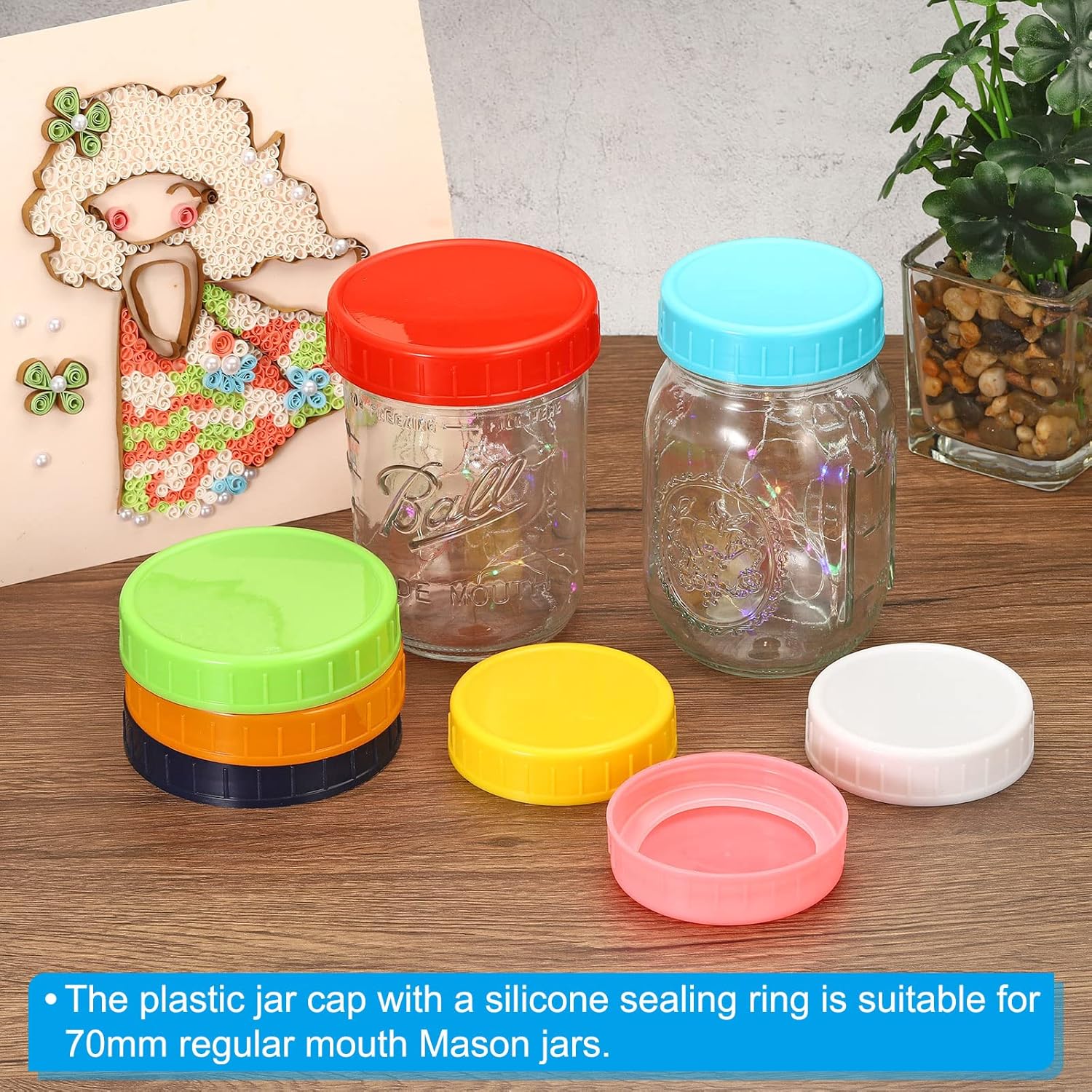 PATIKIL 86mm Wide Mouth Mason Jar Lids Set 8 Pack Orange