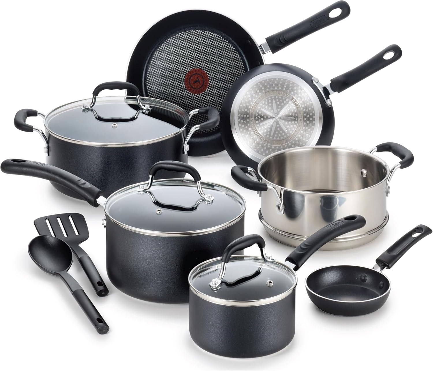 Secure Non-Stick Cooking Experience with 12-Piece titanium-coated Cookware Set