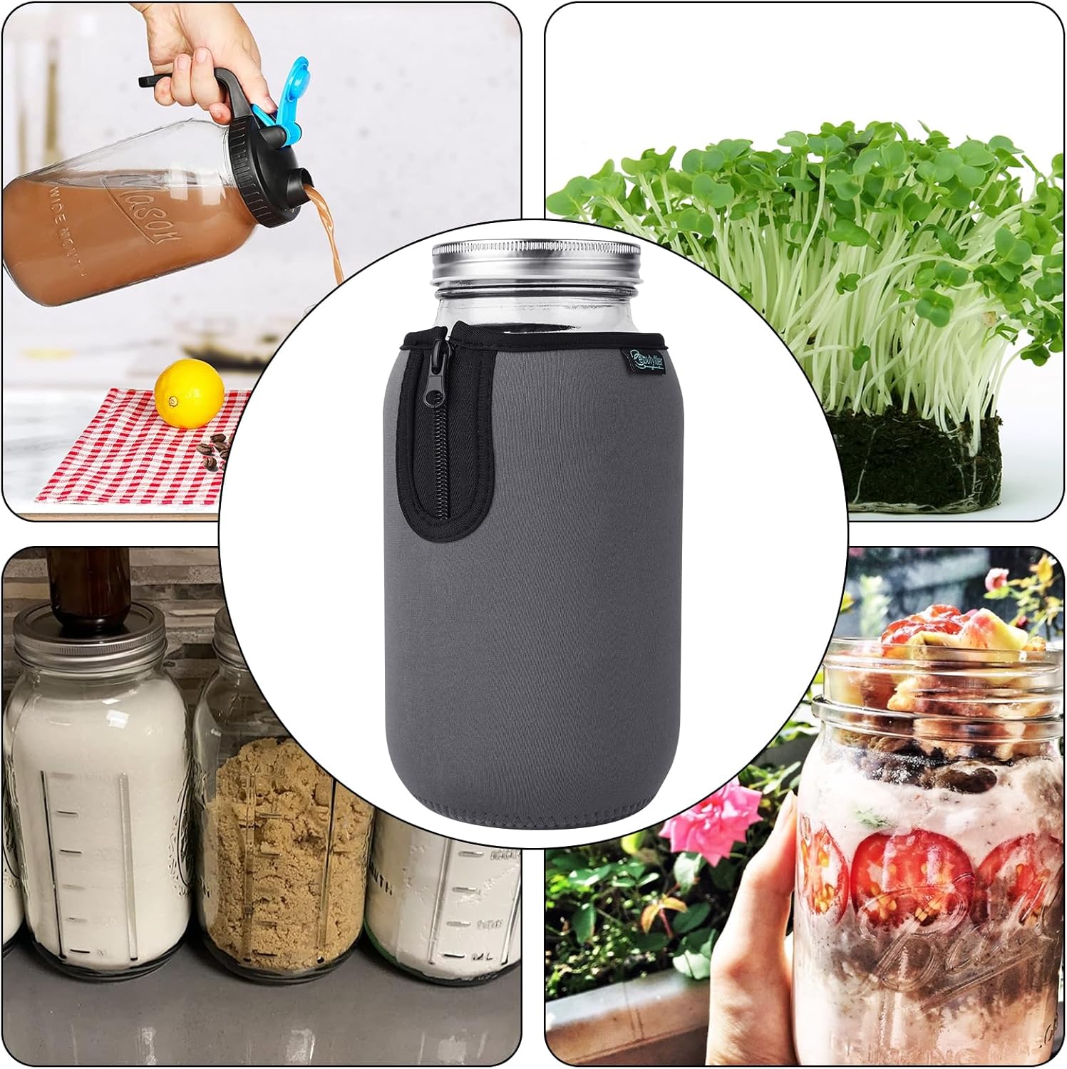 Secure Durable Mason Jar Sleeves for Easy Storage Use