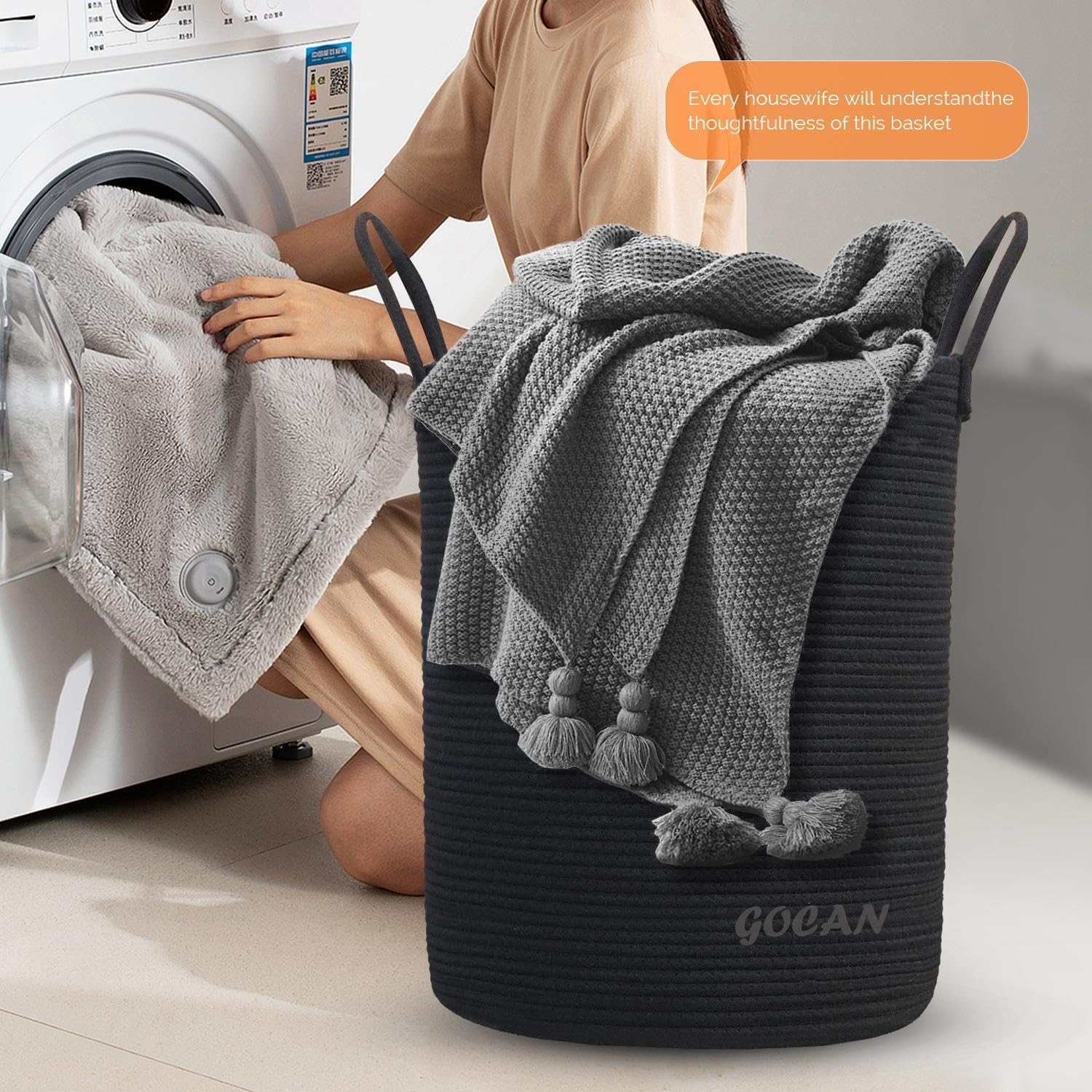 Sturdy Durable Woven Laundry Hamper Basket for Storage