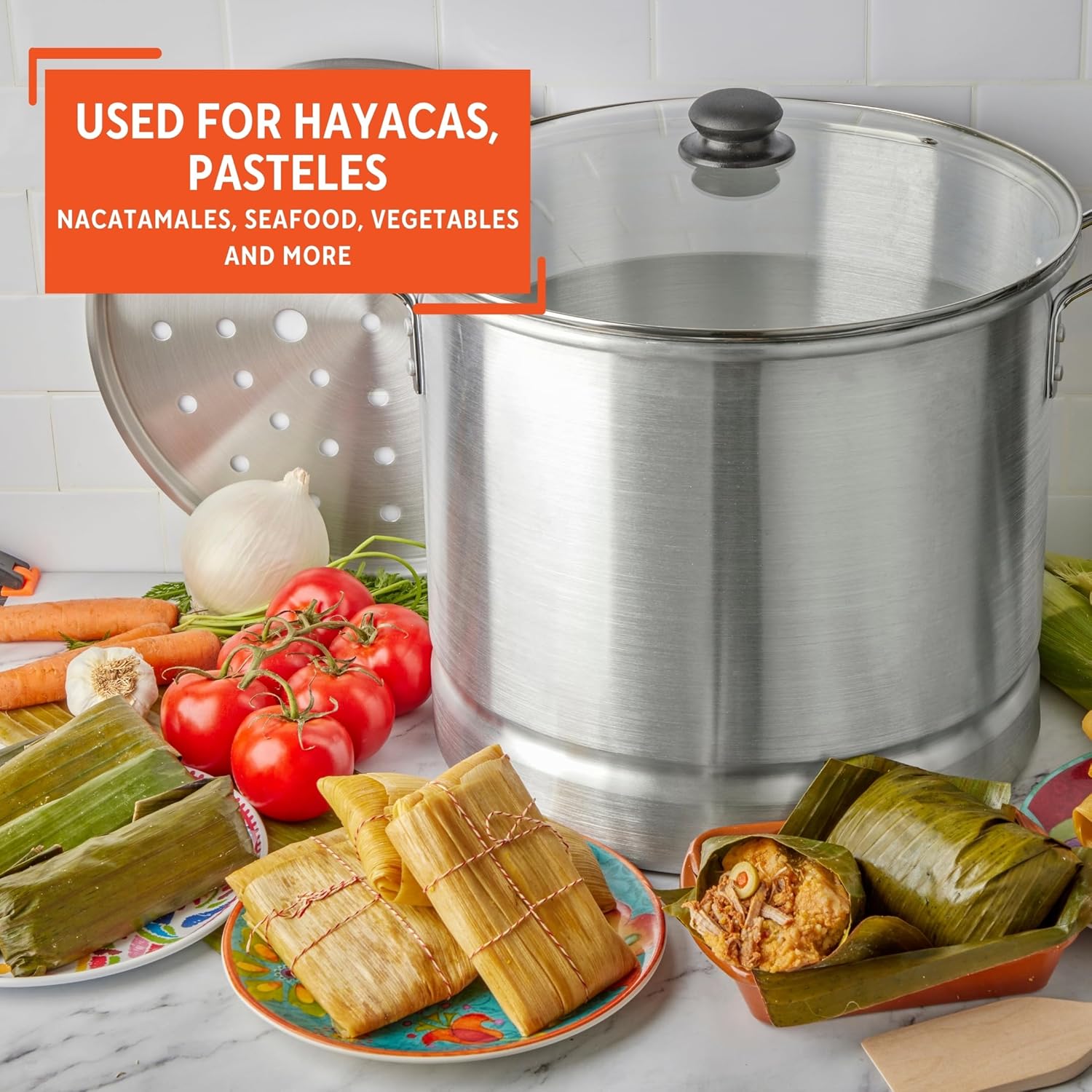 16-Quart Aluminum Steamer with Glass Lid Perfect for Food Preparation