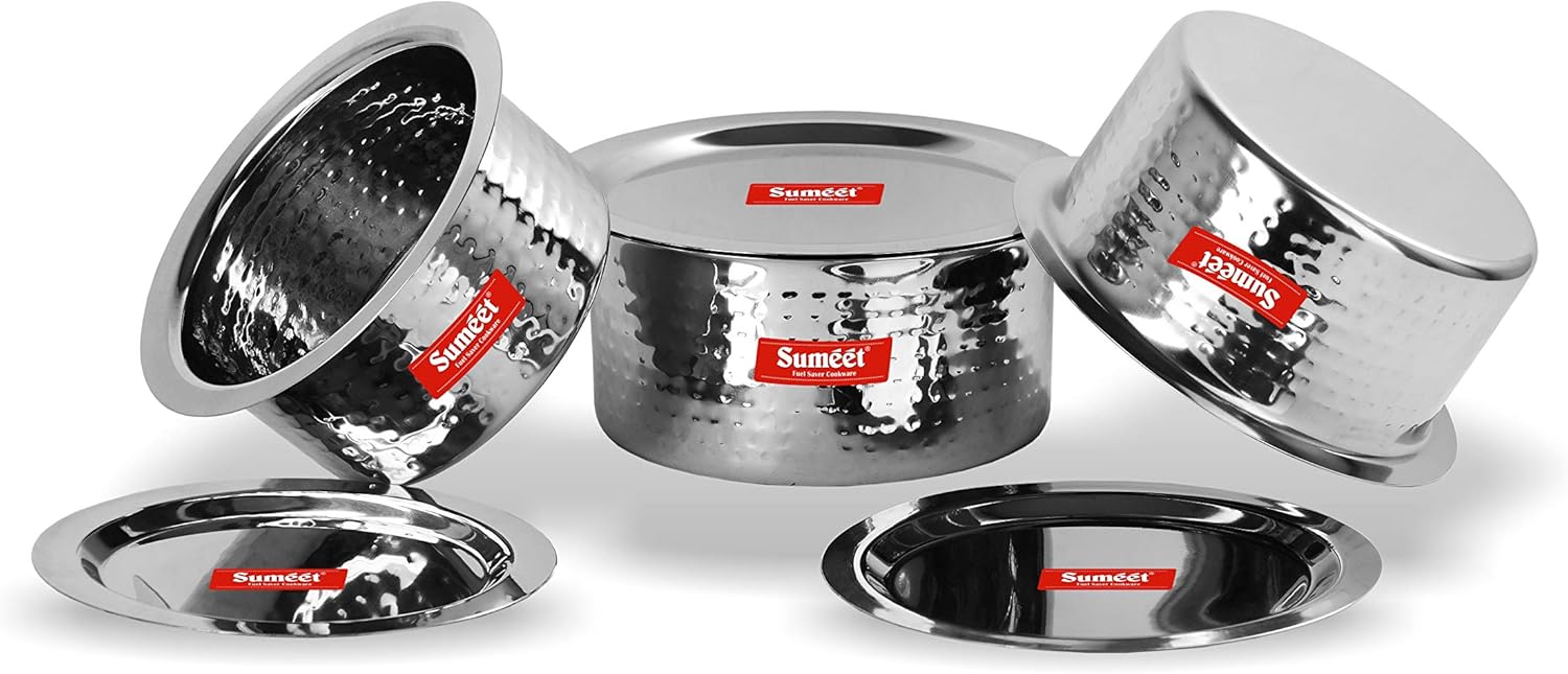 Sumeet Stainless Steel Hammered Texture 3-Piece Cookware Set