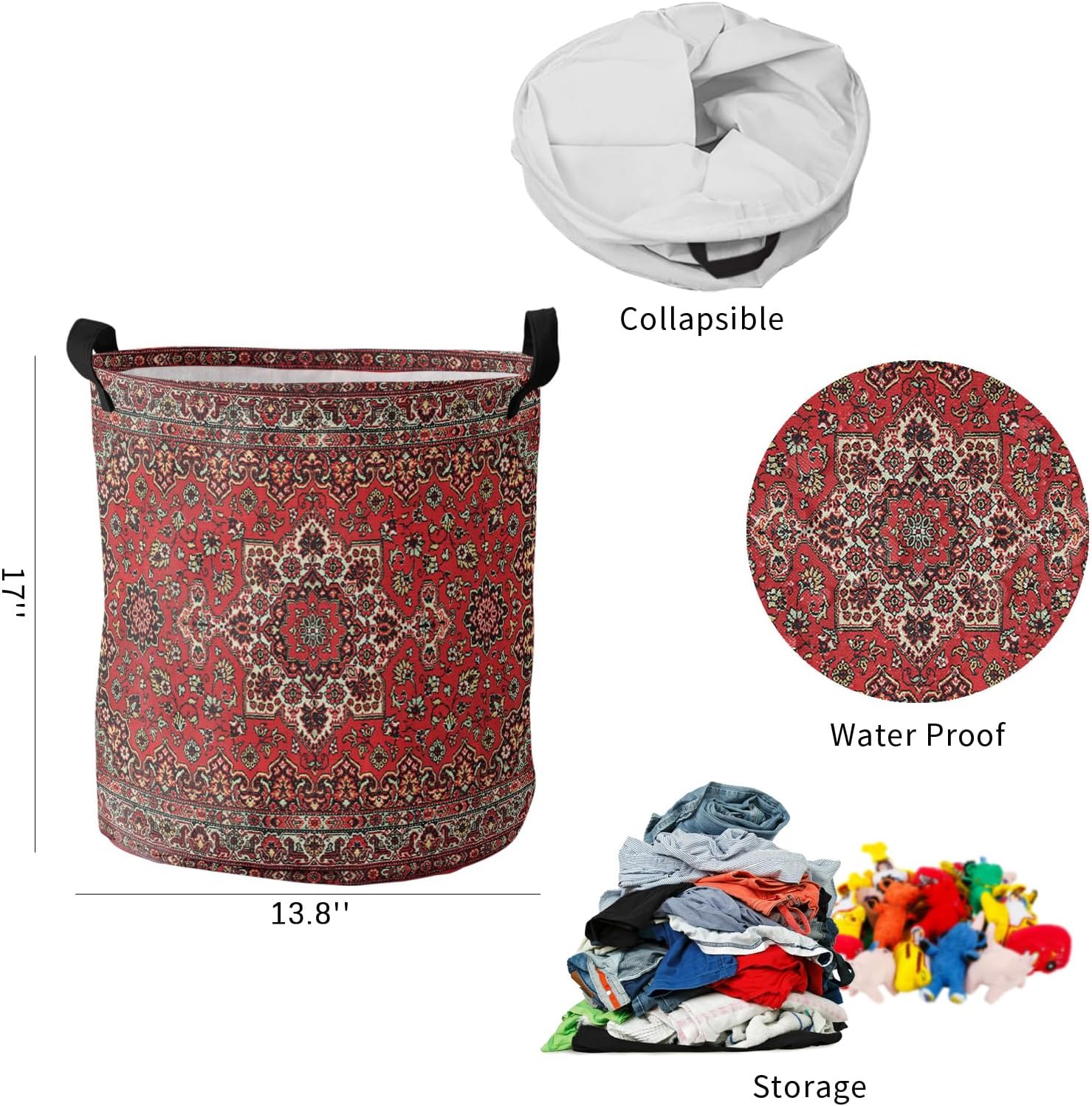 Collapsible Red Laundry Basket