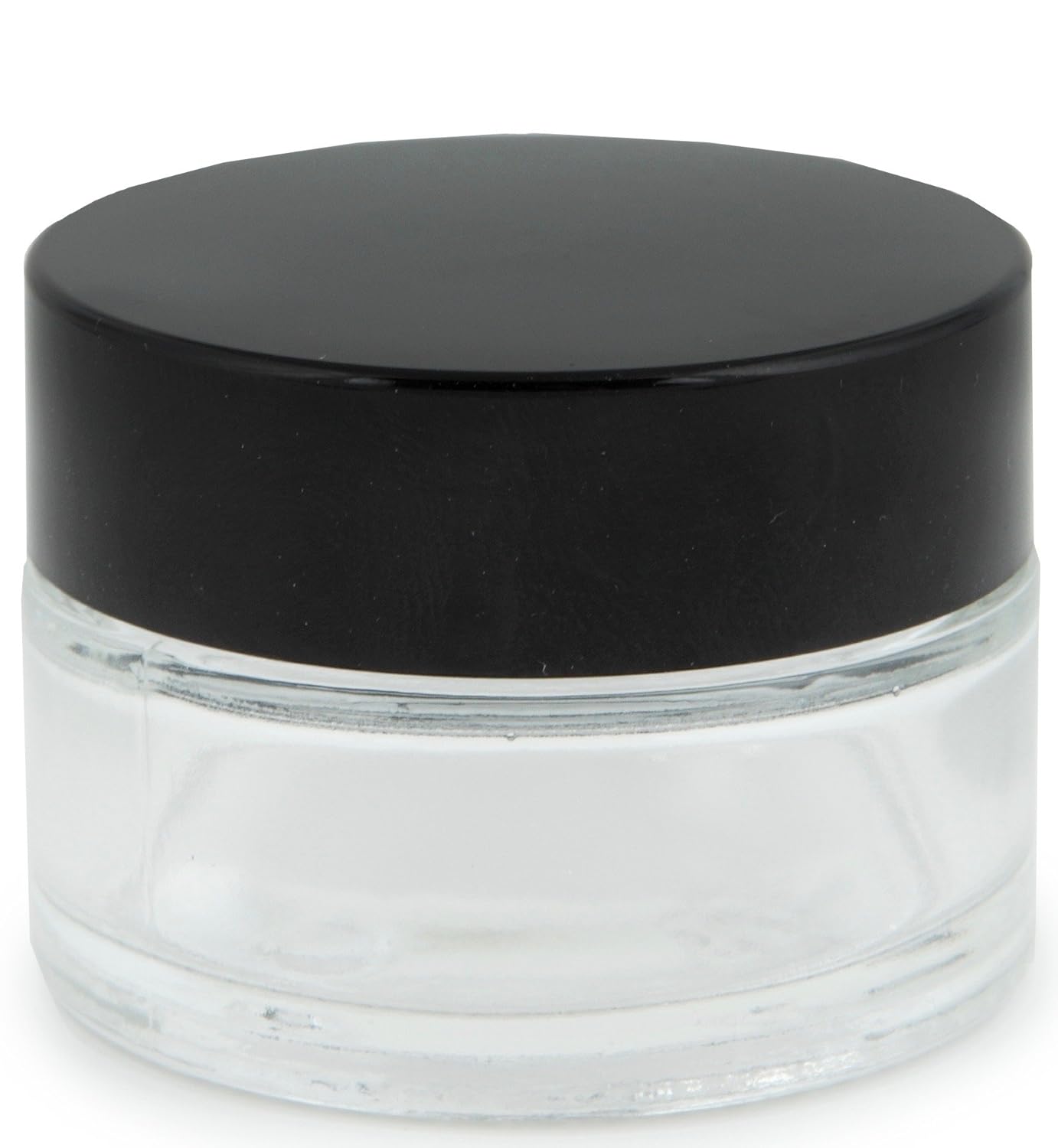 Vivaplex 12 Clear 15 ml Glass Jars with Inner Liners and Black Lids