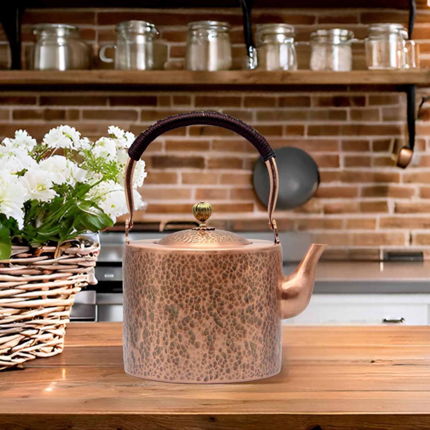 Pure Copper 676oz Tea Pot Stovetop Camping Safe Non-Magnetic Health Benefits