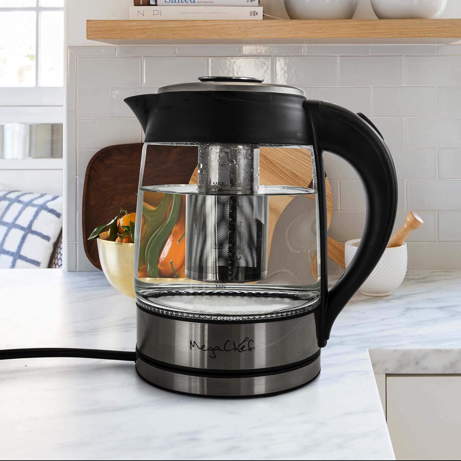 Megachef 18L Glass Electric Tea Kettle with Infuser