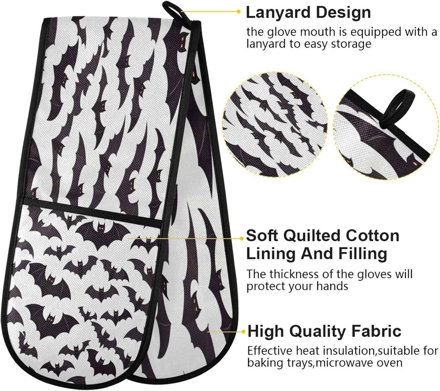 Halloween Long Double Oven Mitts Heat Resistant Comfortable