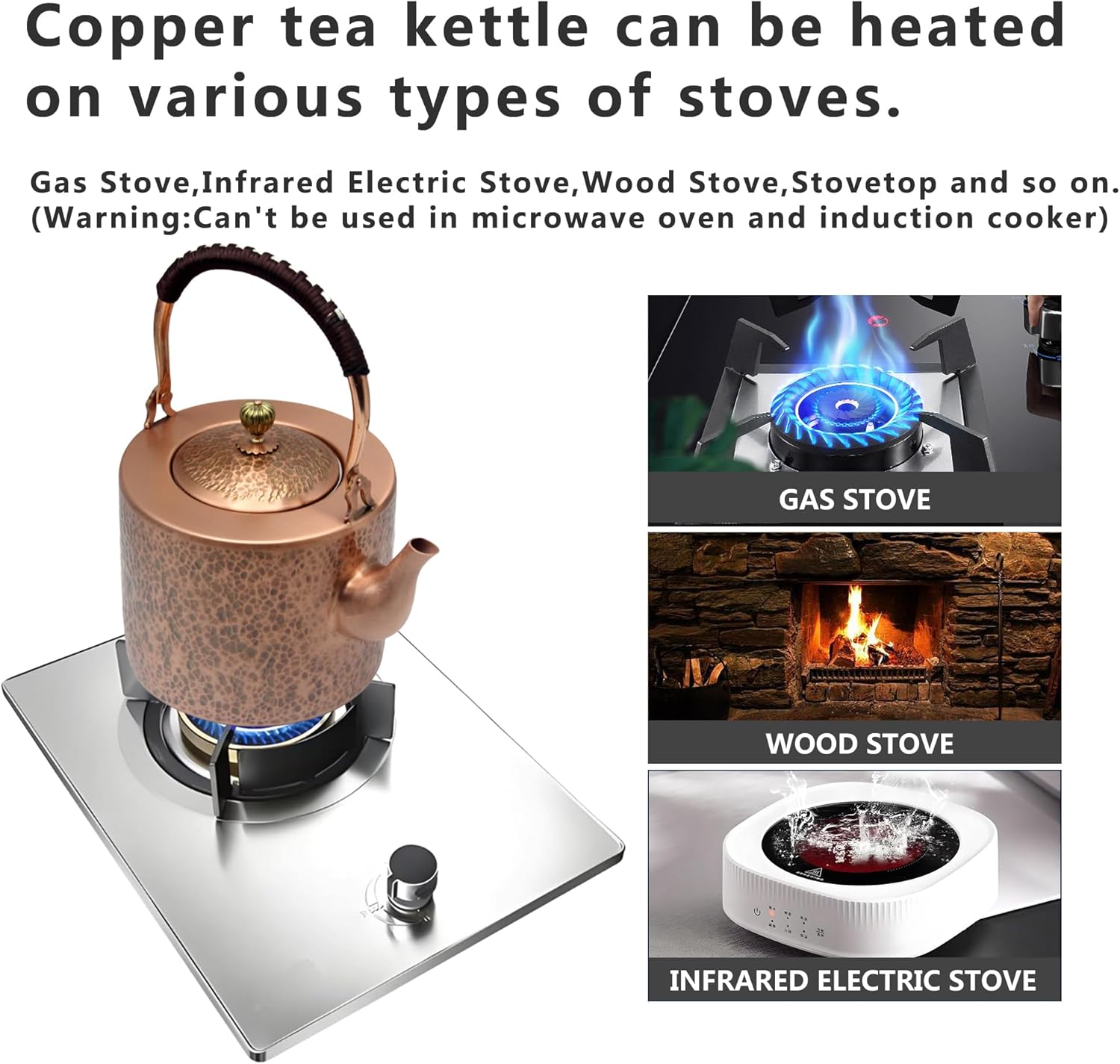 Pure Copper 676oz Tea Pot Stovetop Camping Safe Non-Magnetic Health Benefits