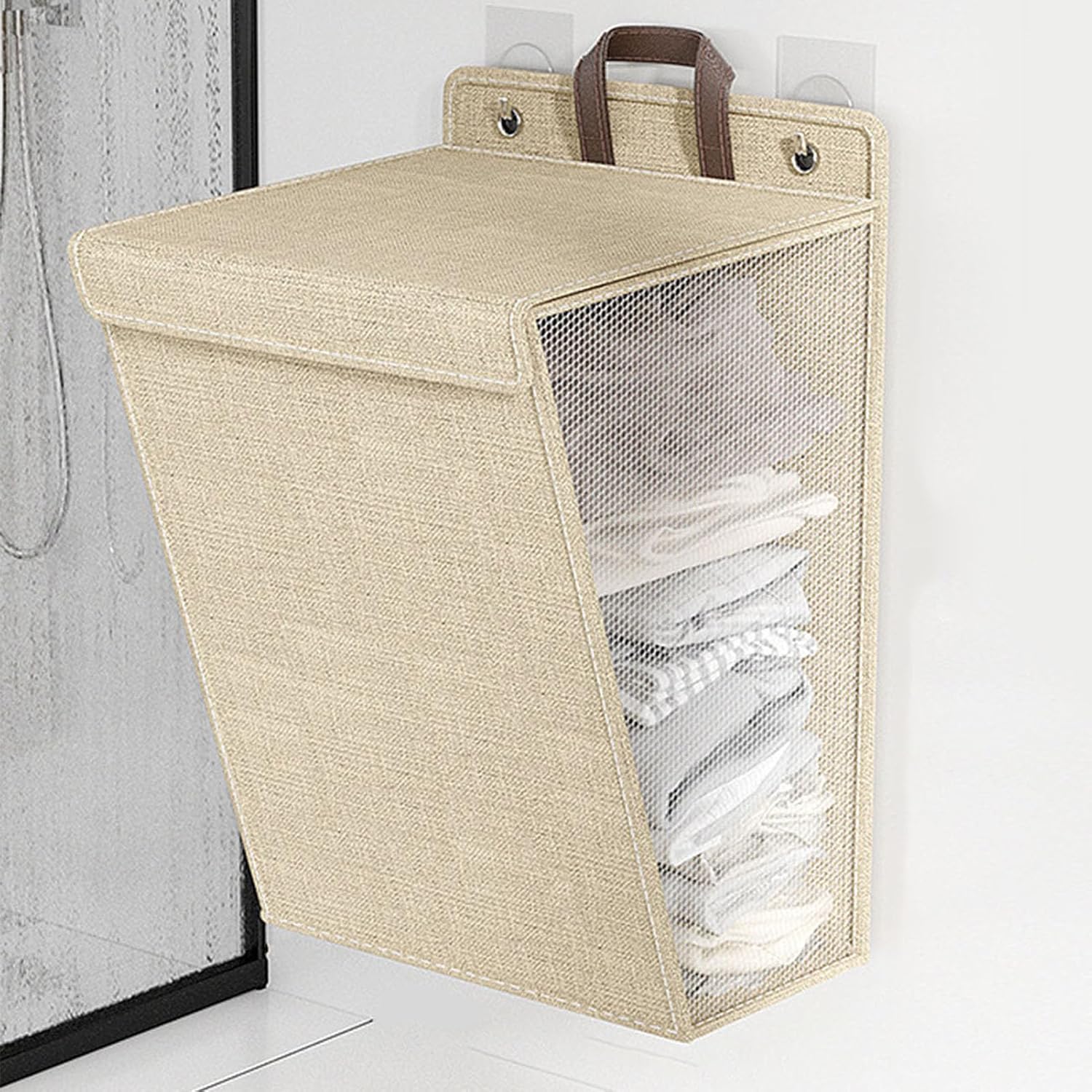Wall Mounted Foldable Laundry Basket with Handles for Bedroom