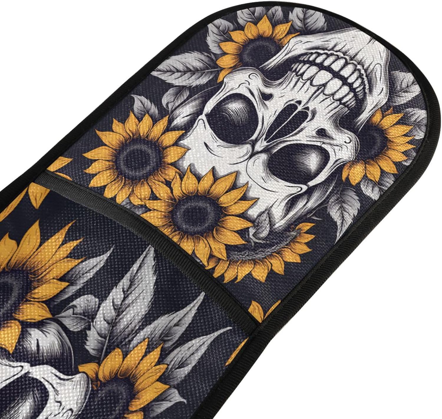 Halloween Skeleton Sunflower Oven Mitt Potholder Heat Resistant Over-the-Shoulder Design