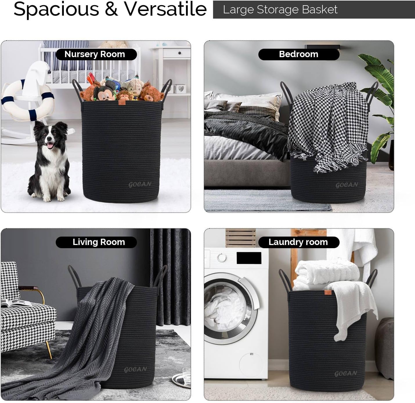 Sturdy Durable Woven Laundry Hamper Basket for Storage