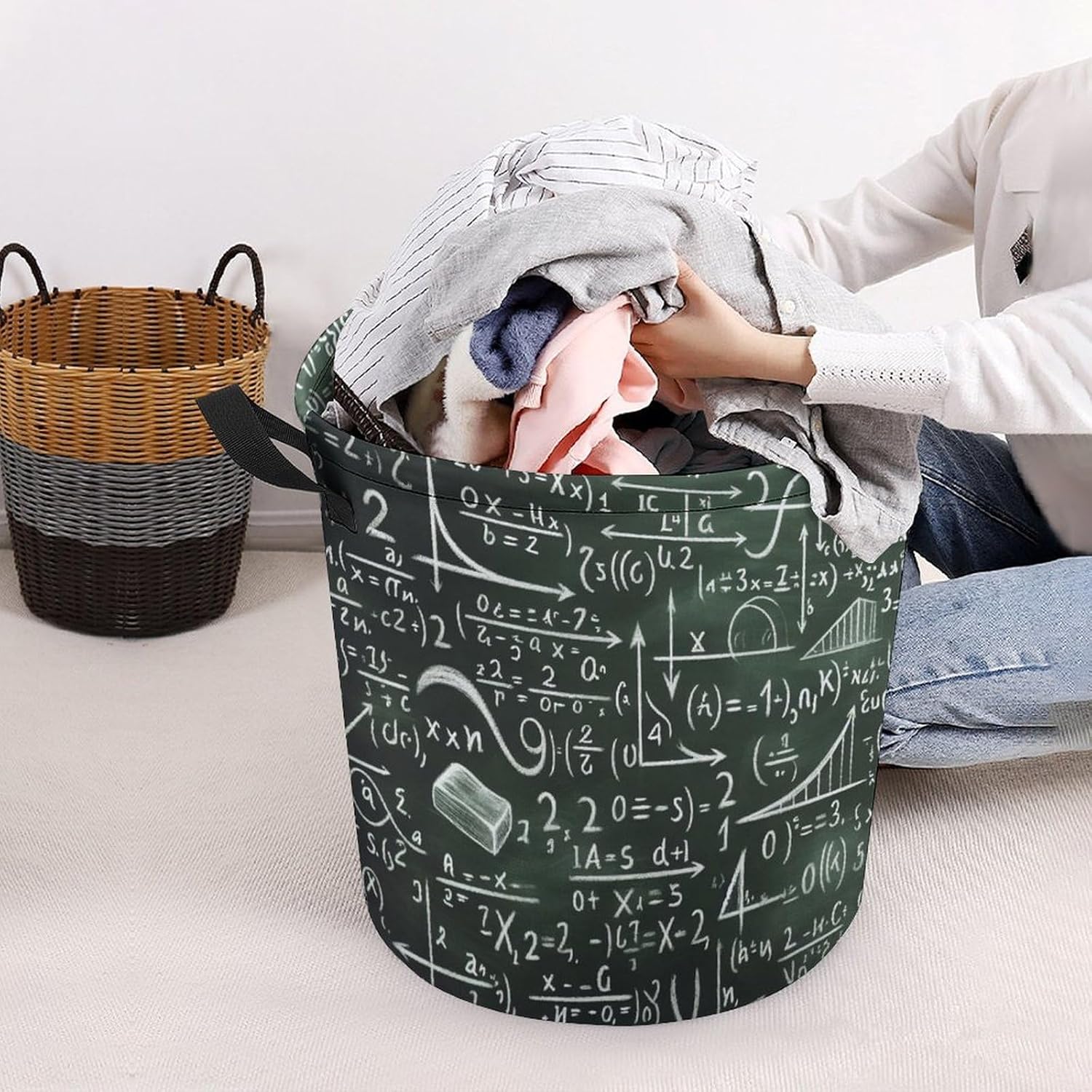 Maths Equation Vintage Collapsible Laundry Basket