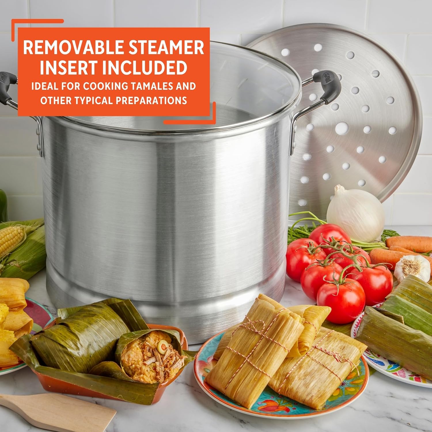 16-Quart Aluminum Steamer with Glass Lid Perfect for Food Preparation