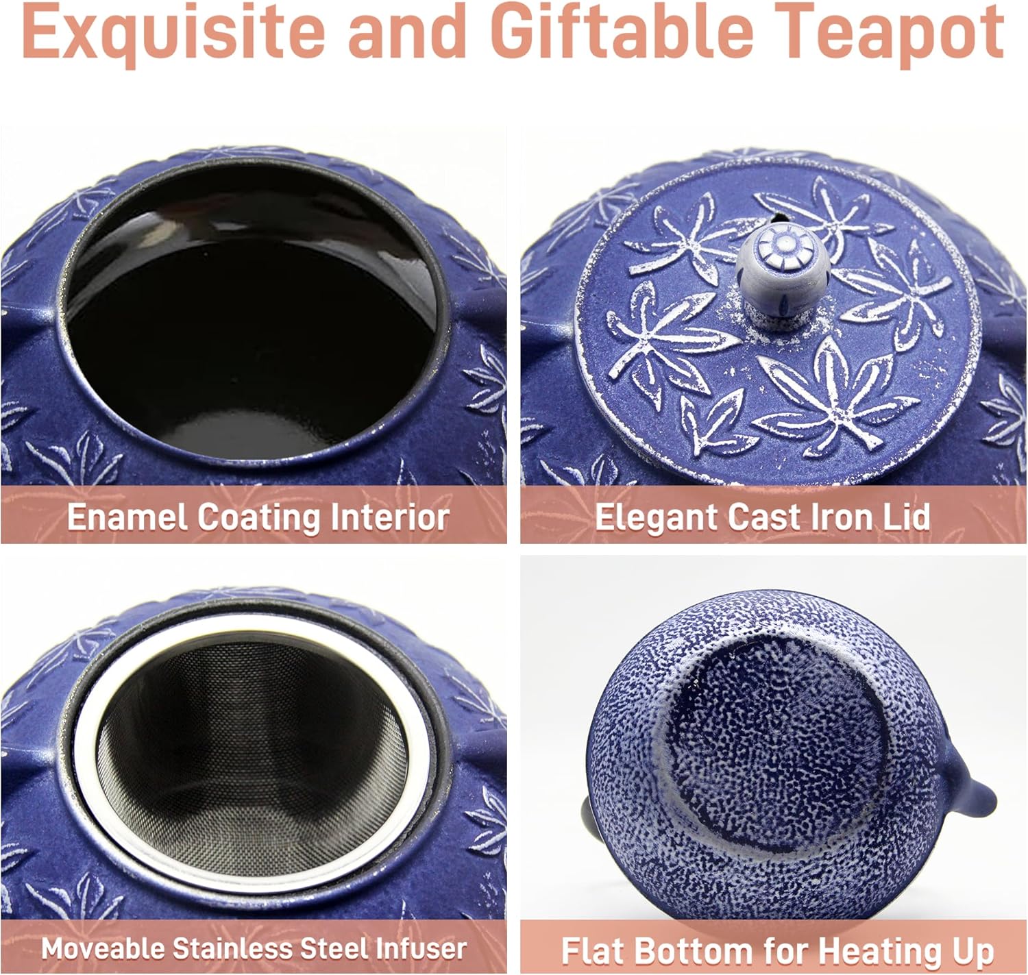 Cast Iron Tea Kettle with Stainless Steel Infuser