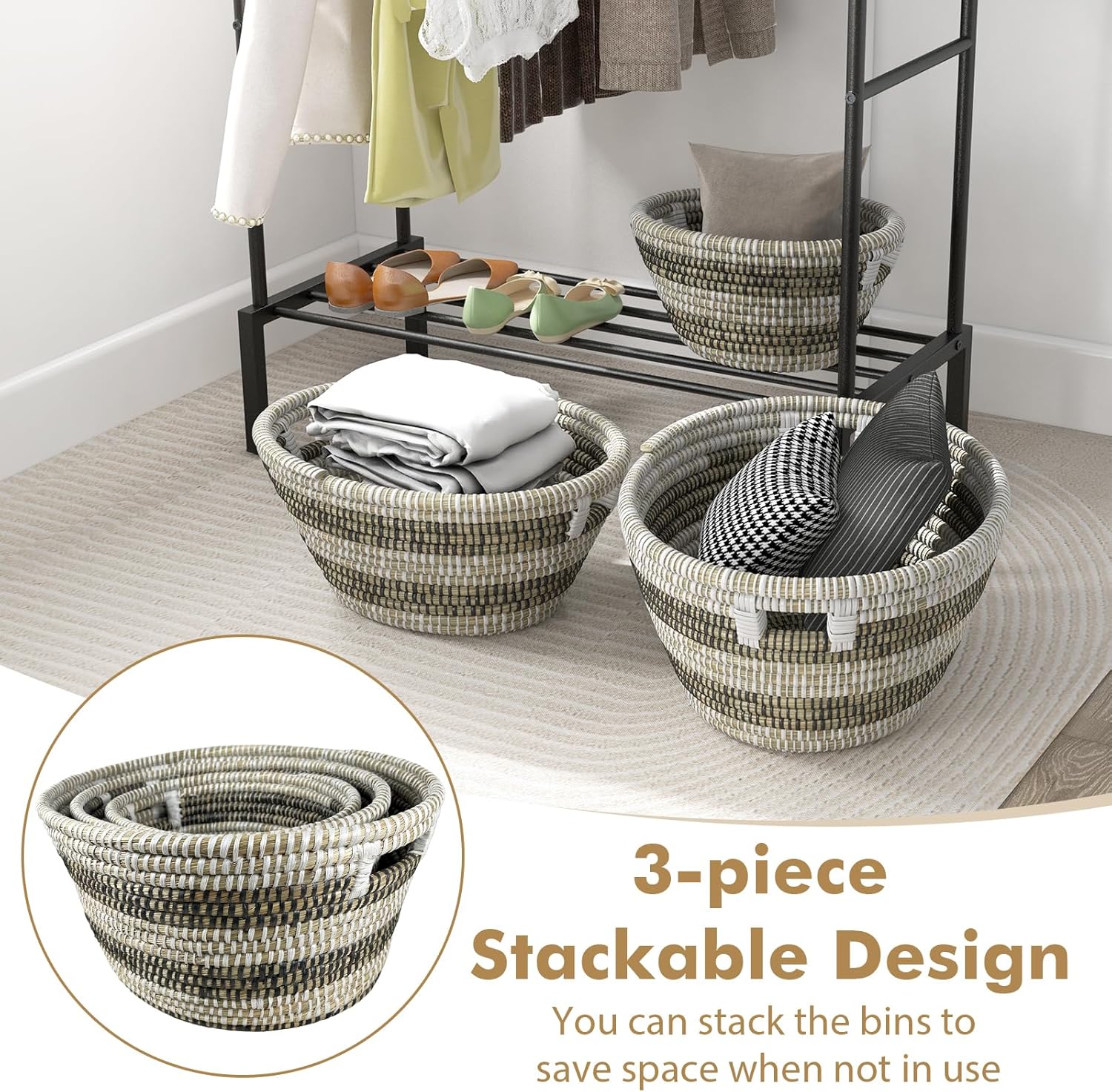 Versatile 3-Piece Laundry Basket Set for Organization