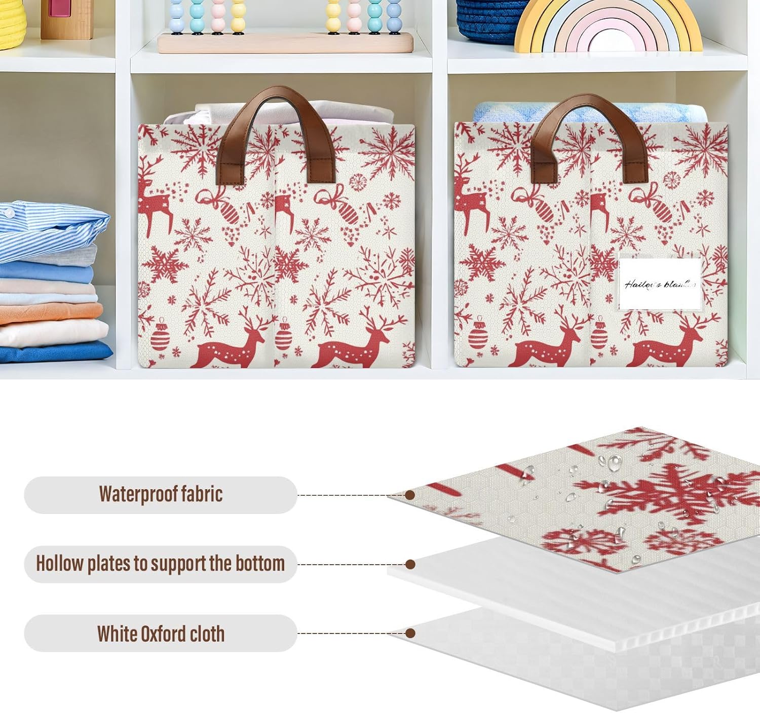 Christmas Reindeer Storage Bin for Laundry Hamper 169x114x10inch