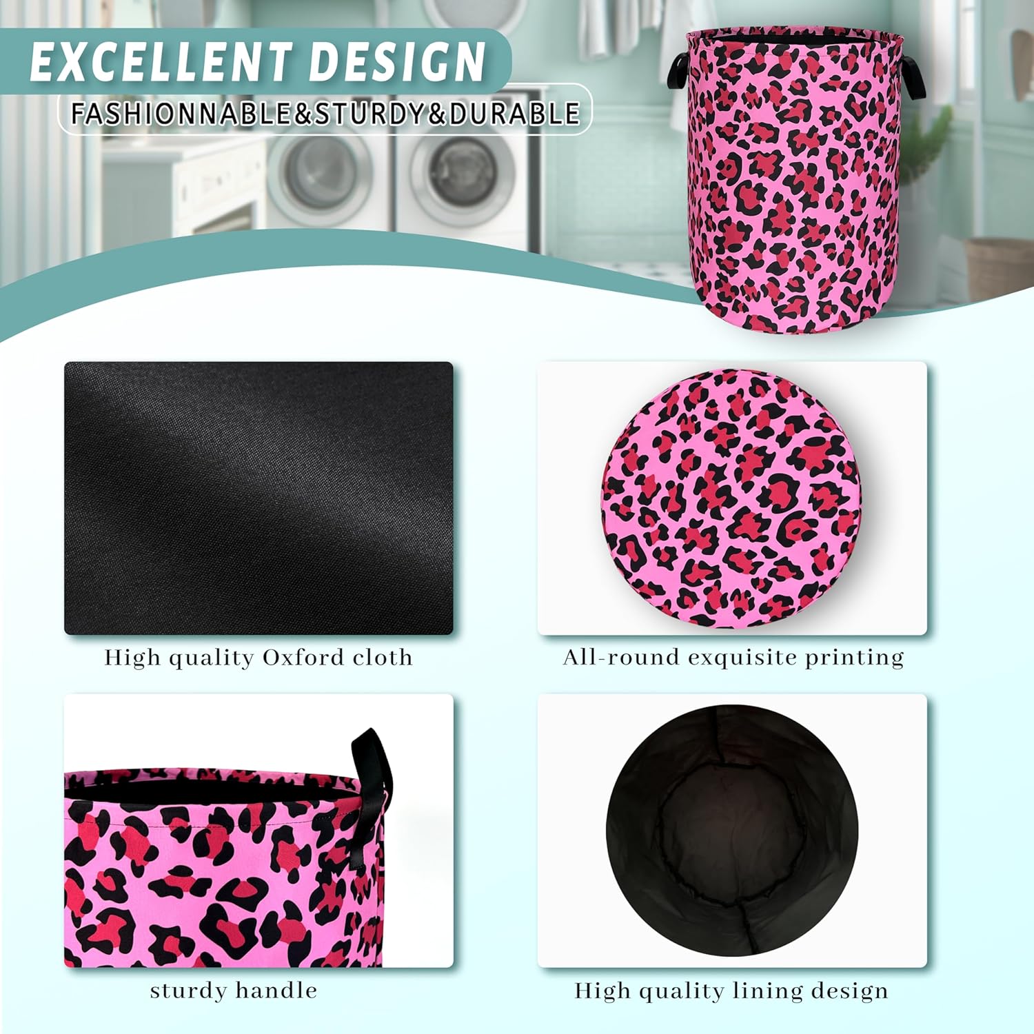 SELYION Versatile Stylish Leopard Print Laundry Hamper for Folding Storage