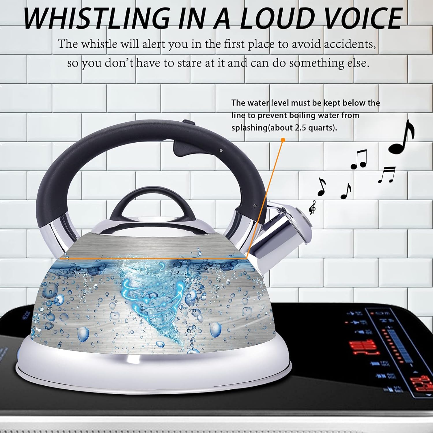 25 Quart Ergonomic Whistling Tea Kettle