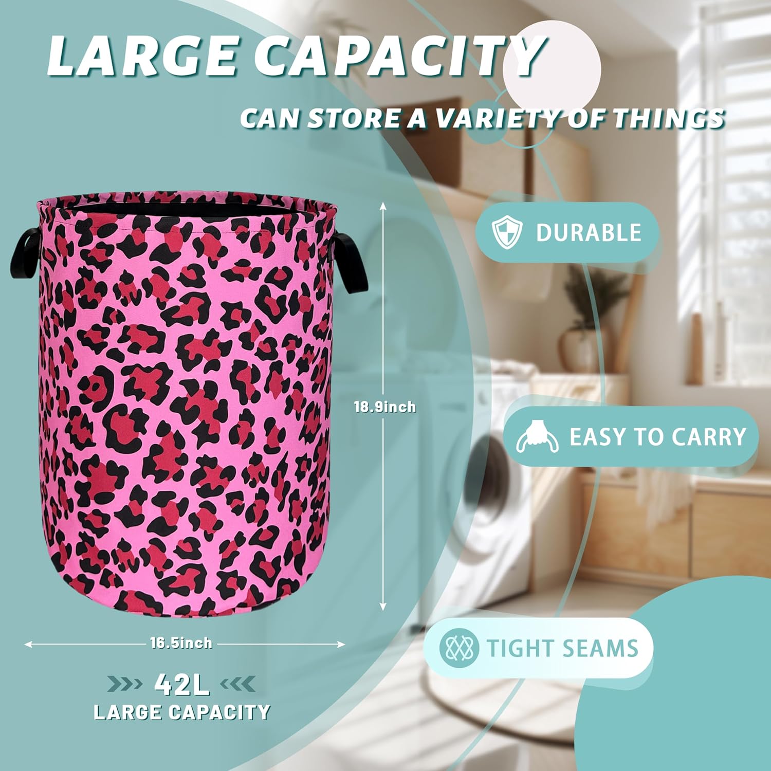 SELYION Versatile Stylish Leopard Print Laundry Hamper for Folding Storage