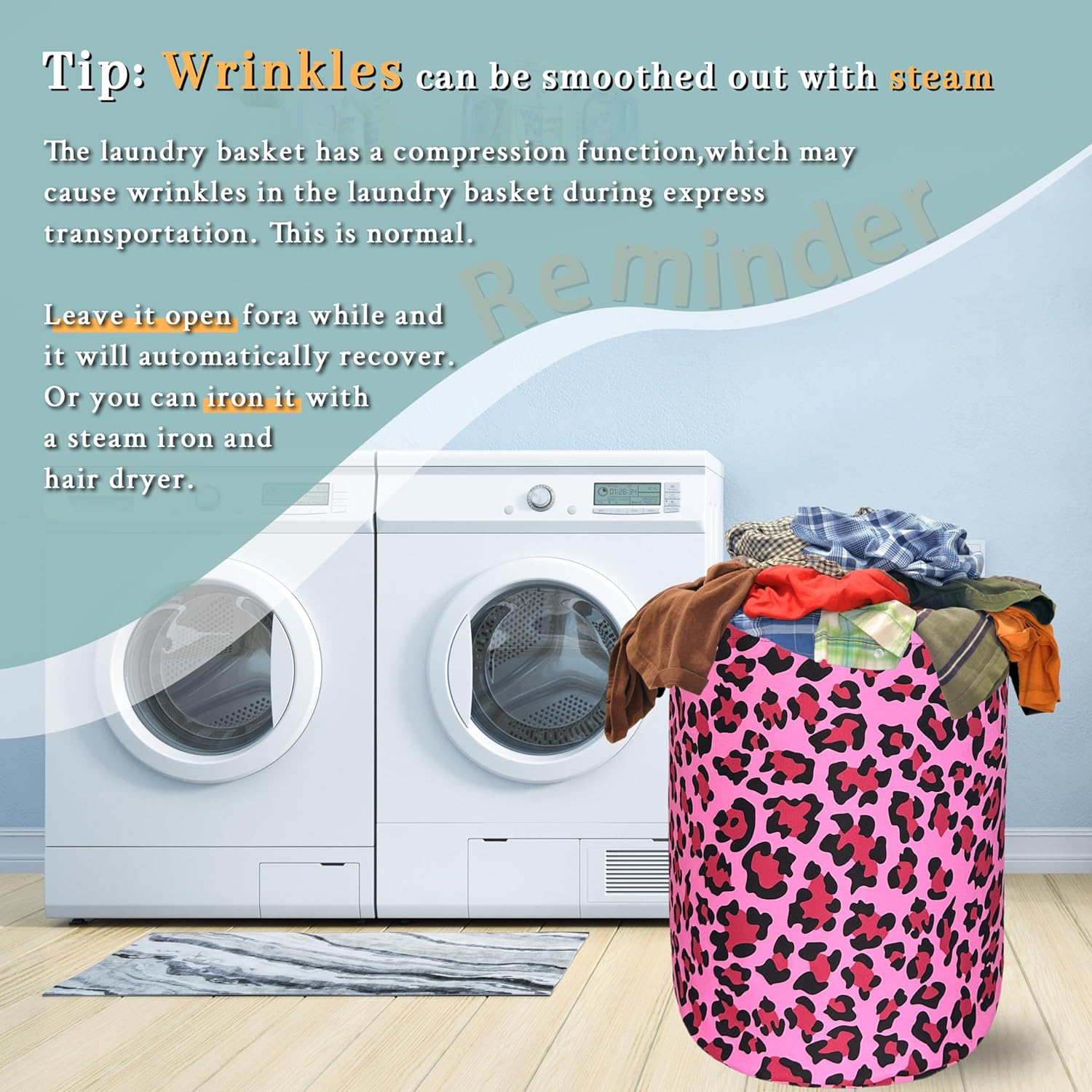 SELYION Versatile Stylish Leopard Print Laundry Hamper for Folding Storage