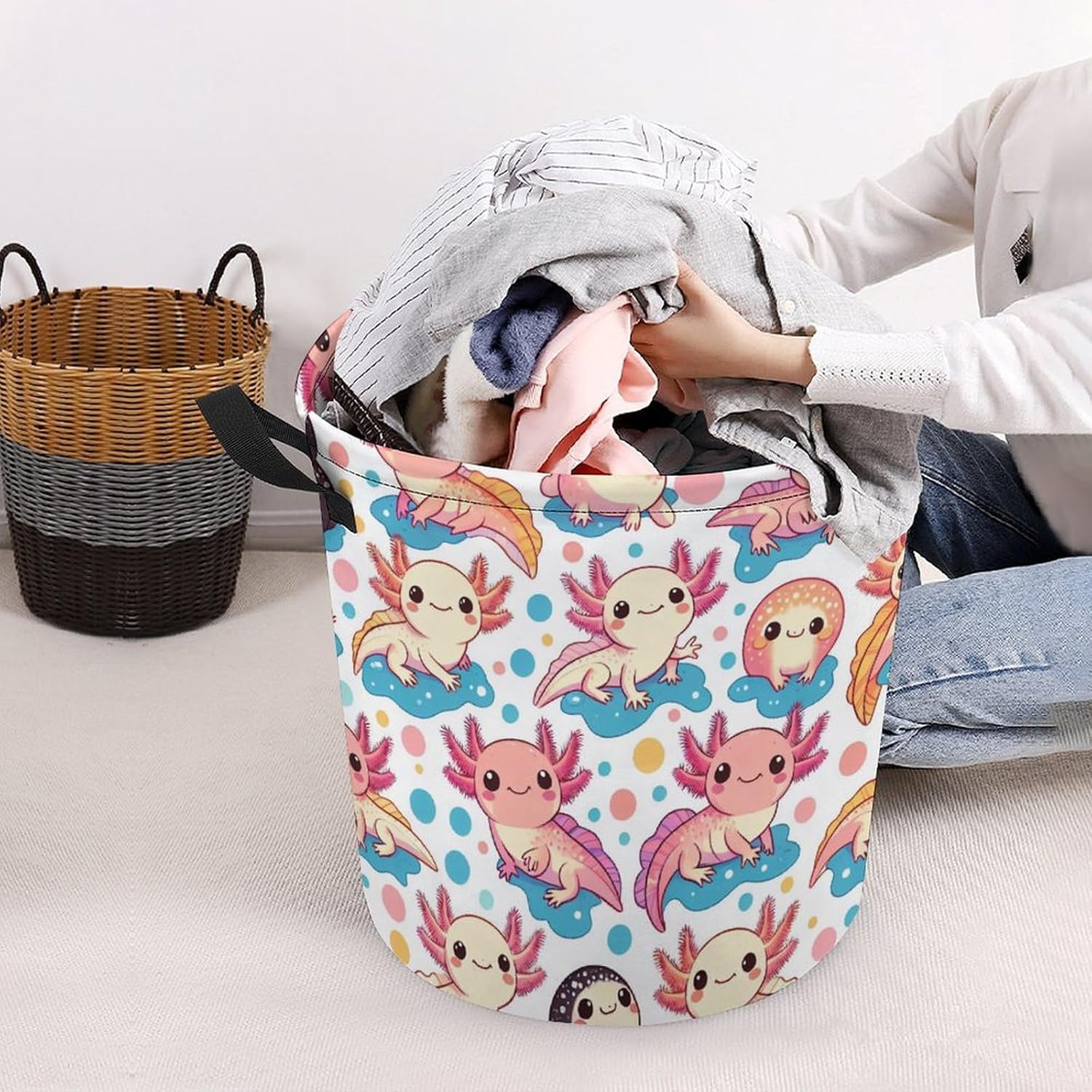 Cute Cartoon Laundry Hamper for Dorms Beds and More