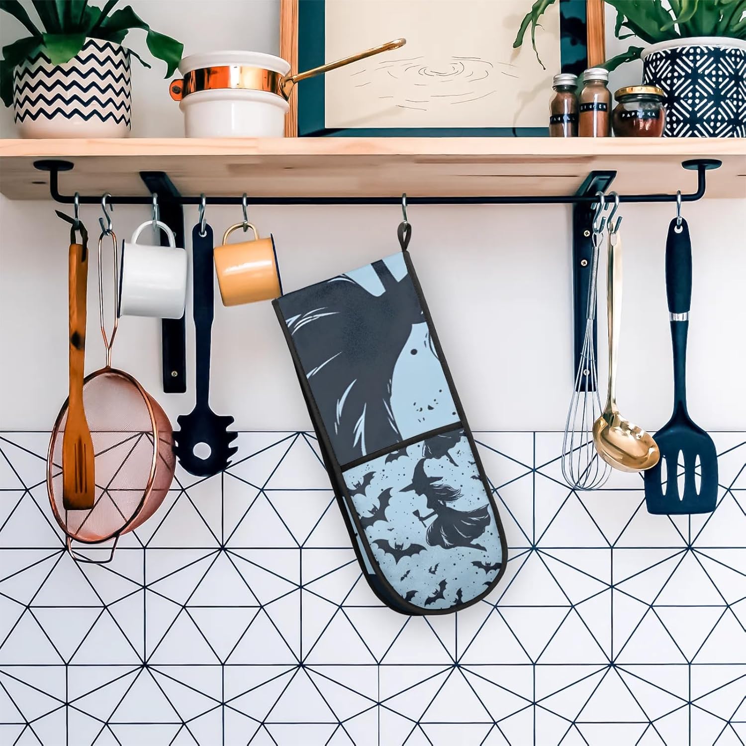 Halloween Bat Witch Oven Mitts