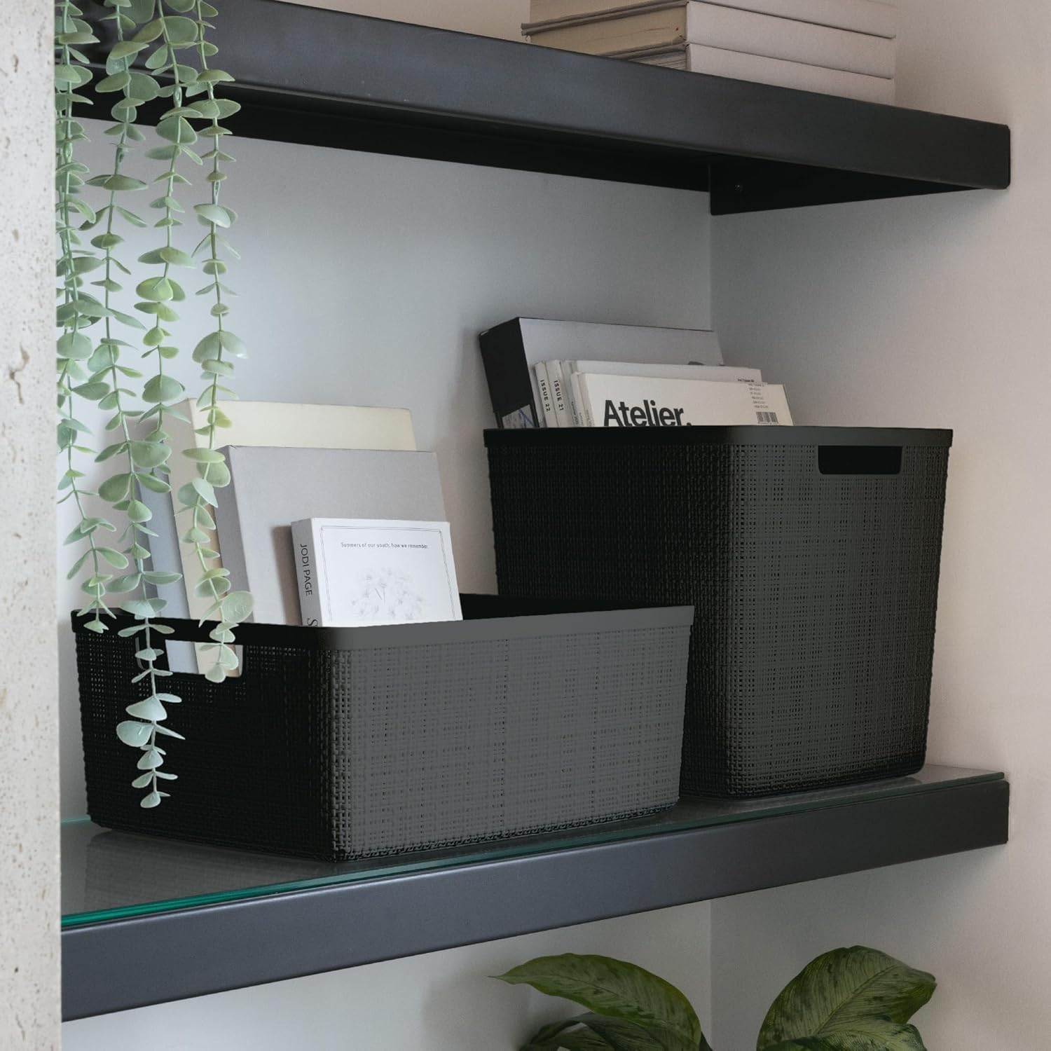Curver Jute Decorative Plastic Cube Storage Organizer