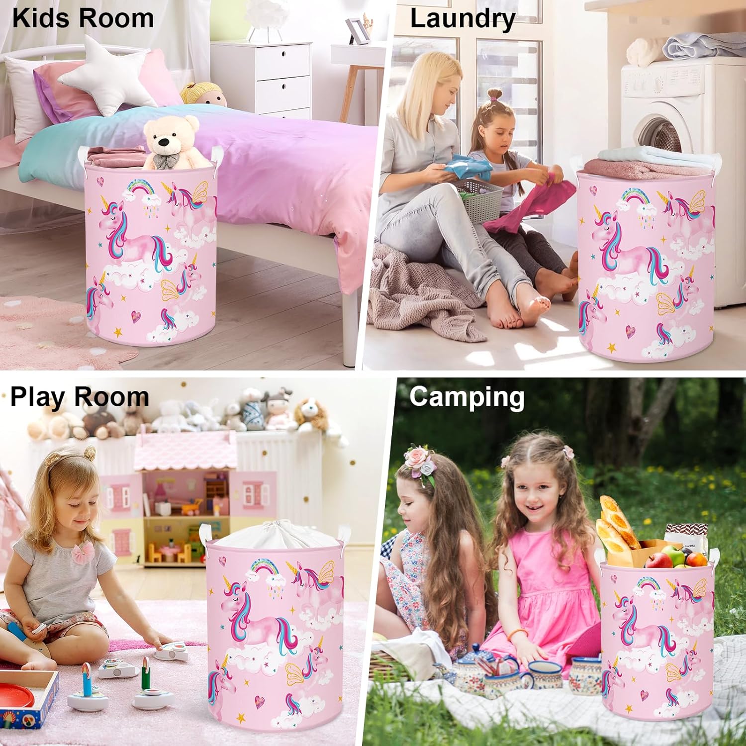 Rainbow Unicorn Laundry Basket 45L nursery storage
